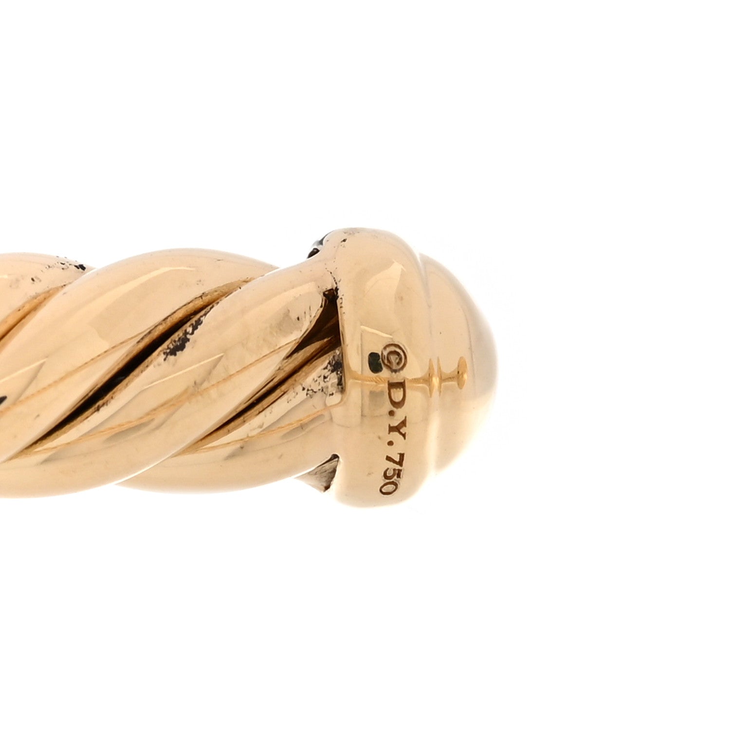 18K Yellow Gold Diamond 4mm Cablespira X Station Cable Bracelet — view 3