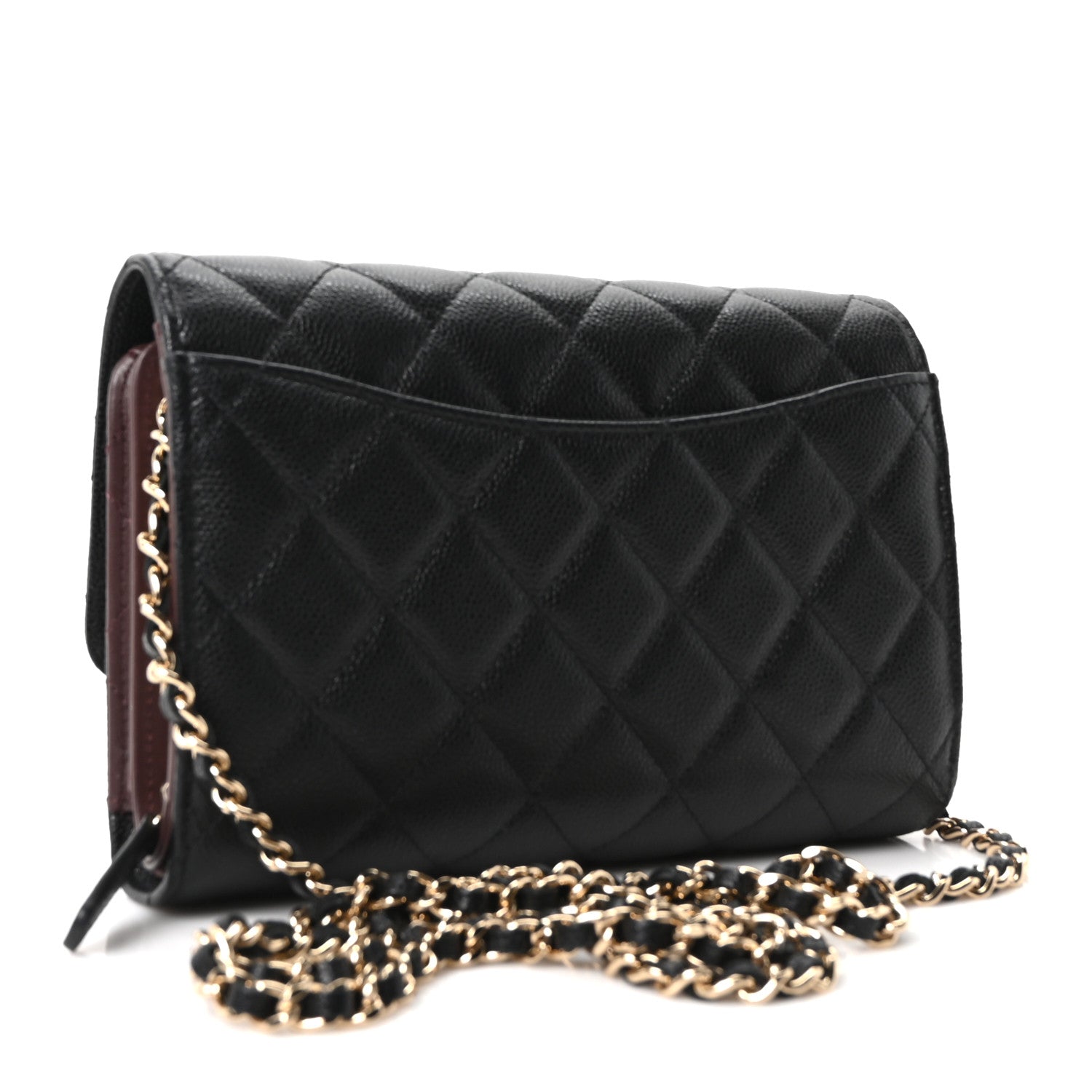 Caviar Quilted Compact Wallet On Chain WOC  Black — view 3