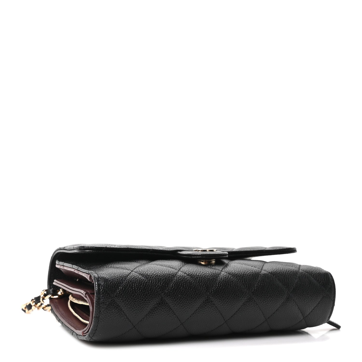 Caviar Quilted Compact Wallet On Chain WOC  Black — view 4
