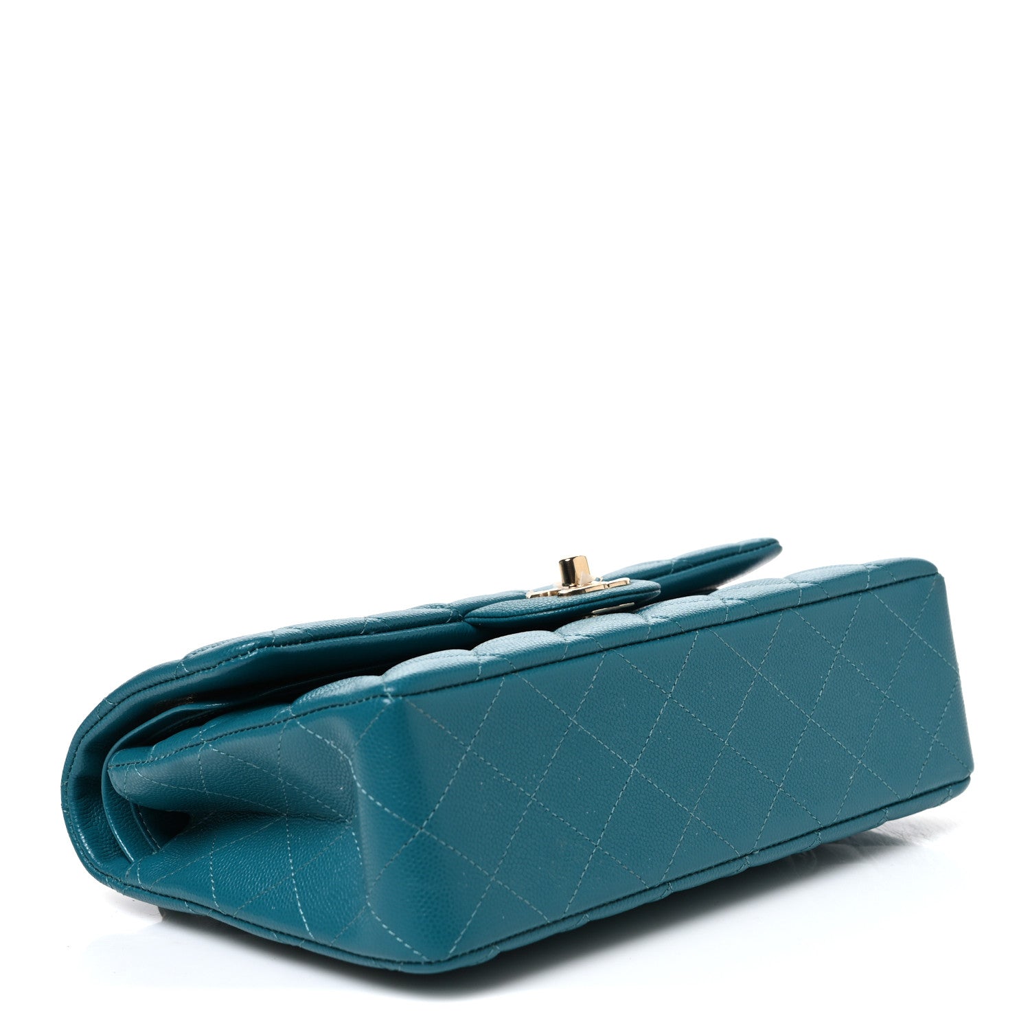 Caviar Quilted Small Double Flap Turquoise — view 4