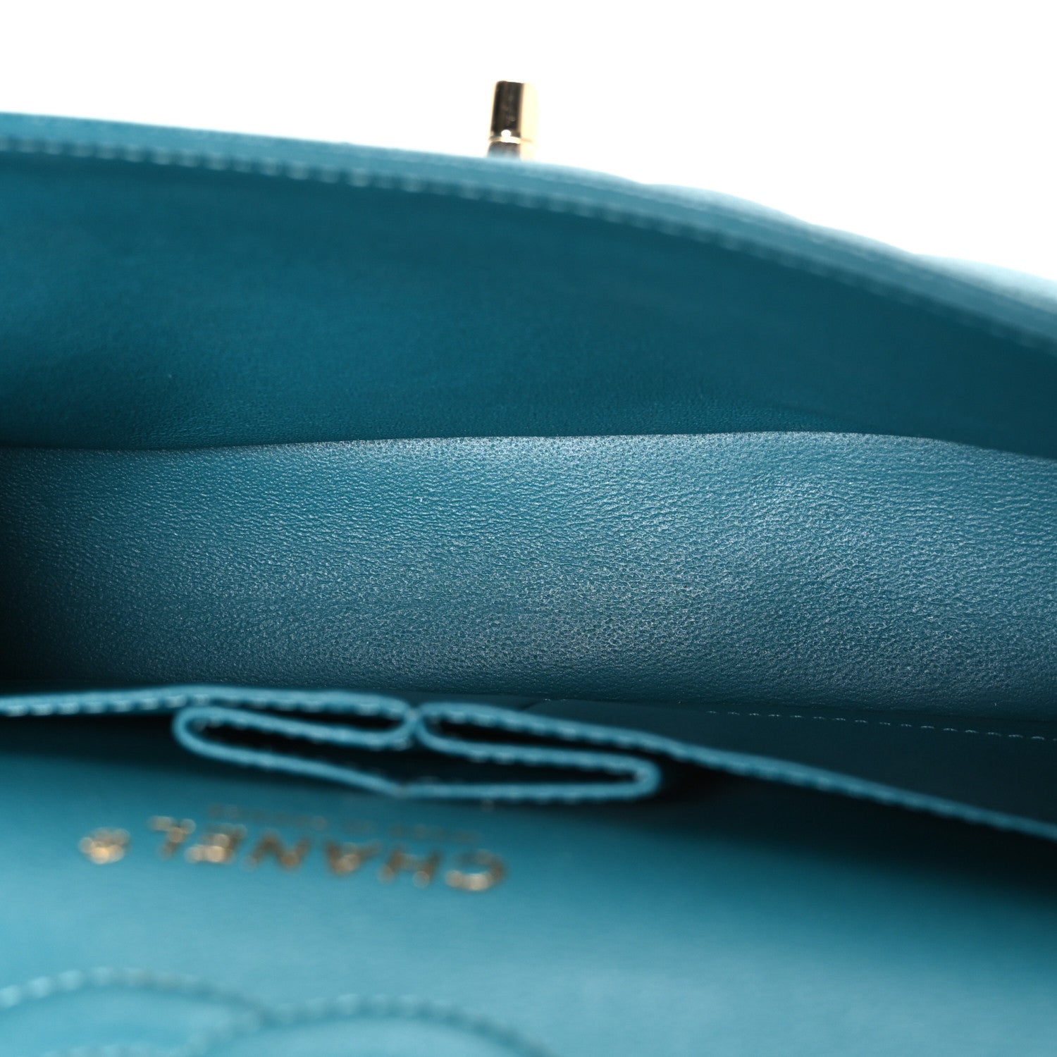 Caviar Quilted Small Double Flap Turquoise — view 5