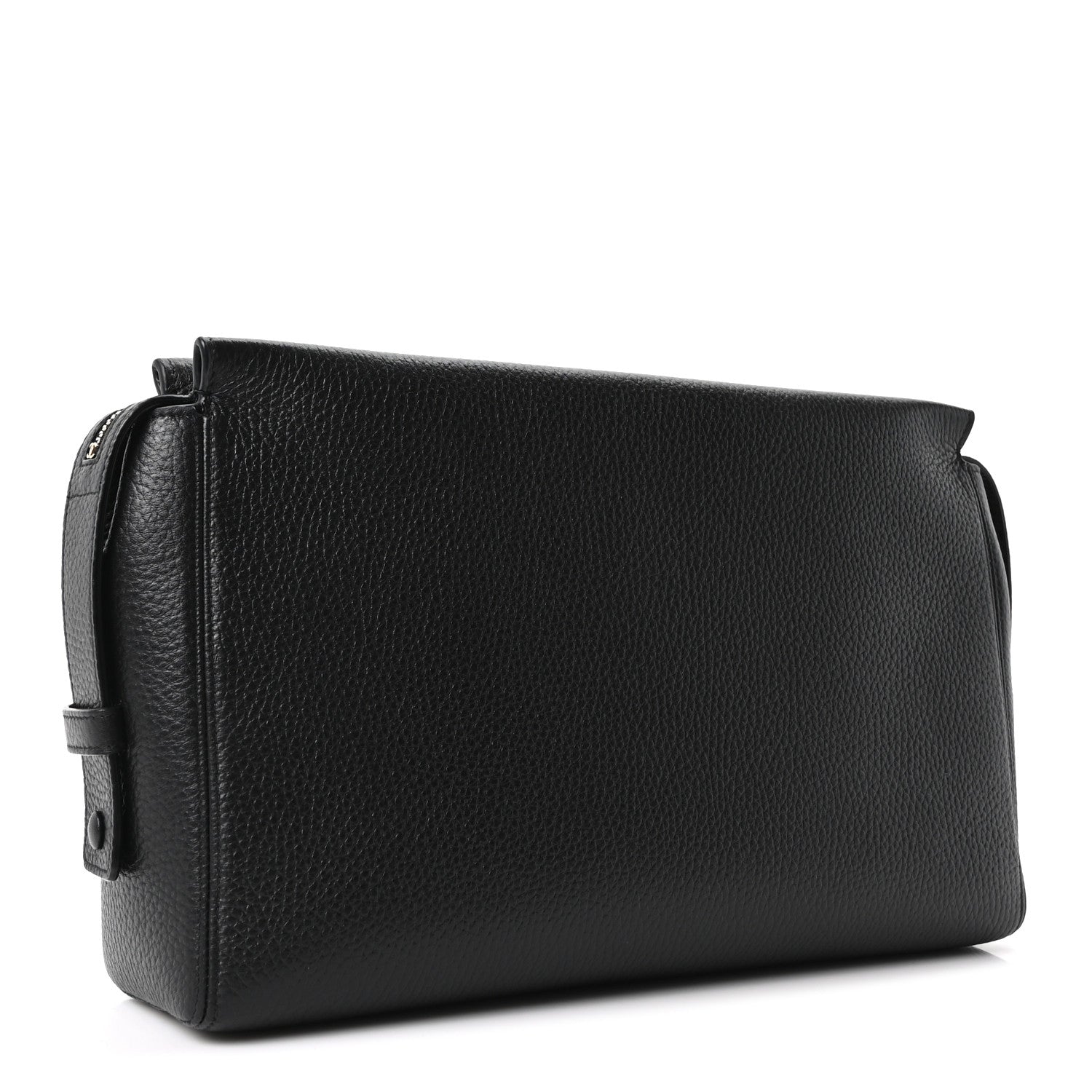 Grained Calfskin Medium Zipped Pouch Black — view 3