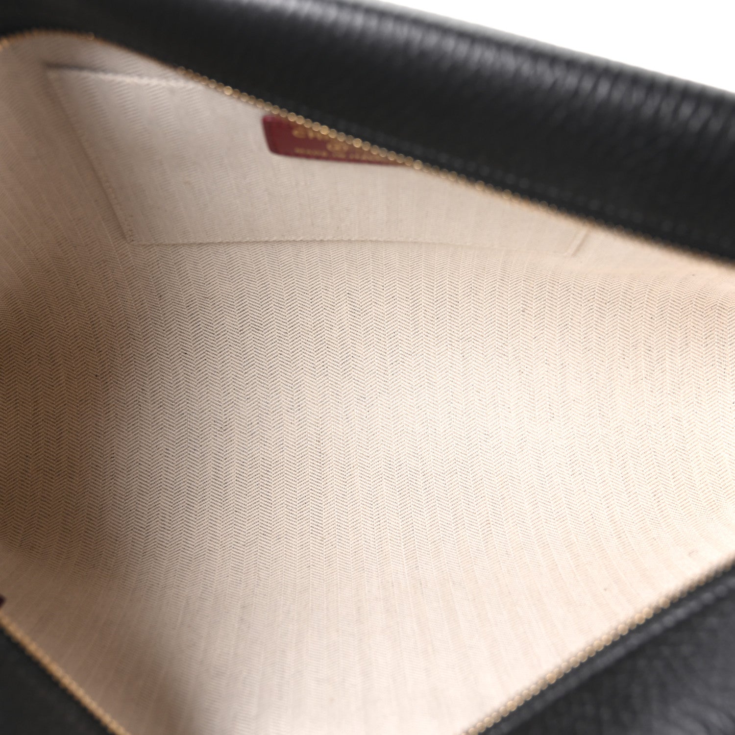 Grained Calfskin Medium Zipped Pouch Black — view 5