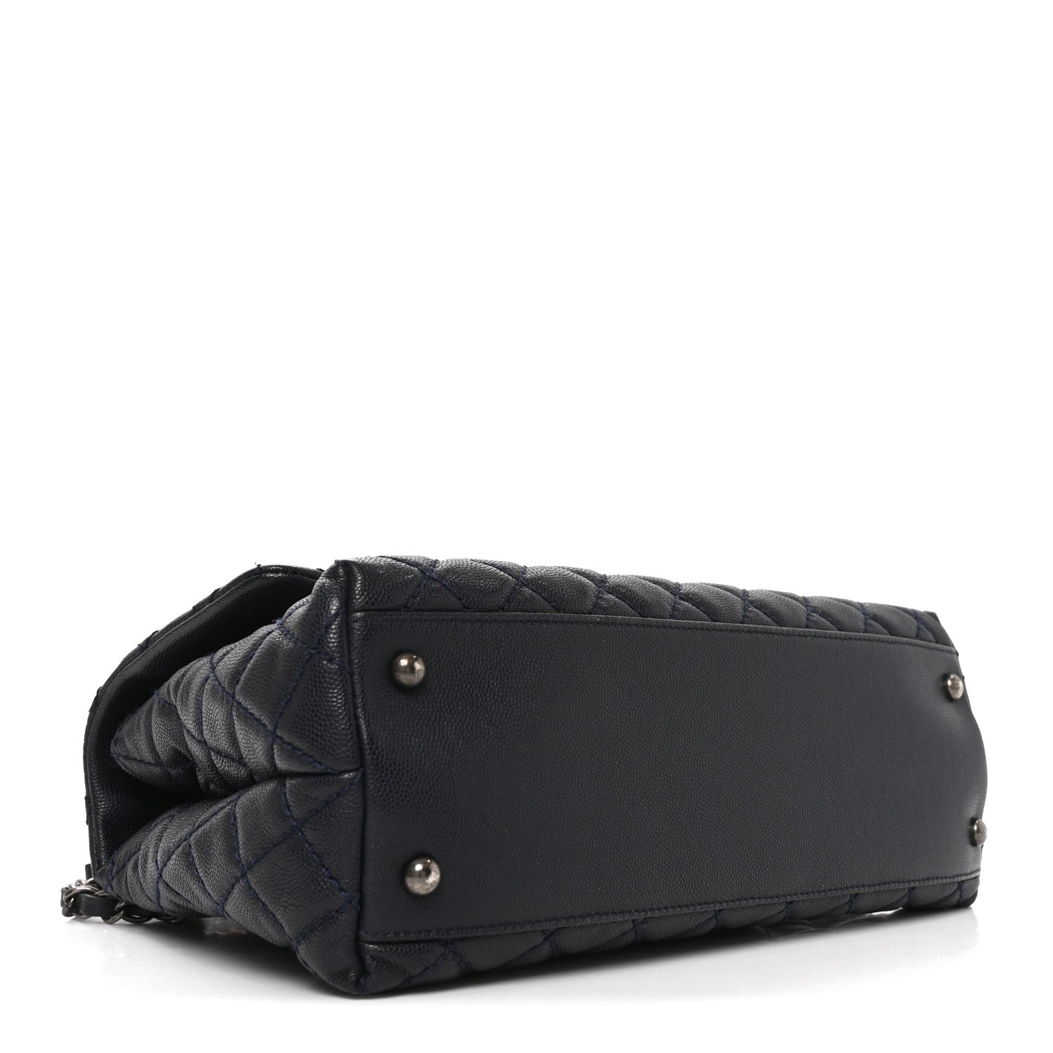 Caviar Lizard Embossed Quilted Small Coco Handle Flap Navy Blue — view 4