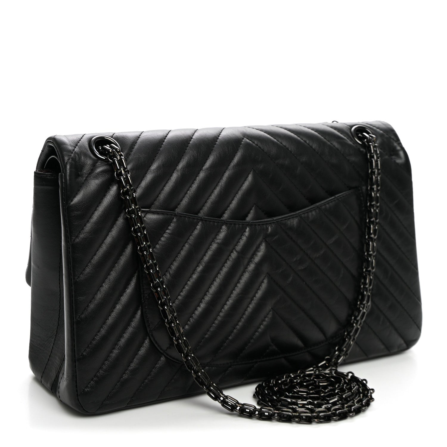 Aged Calfskin Chevron Quilted 2.55 Reissue 226 So Black — view 3