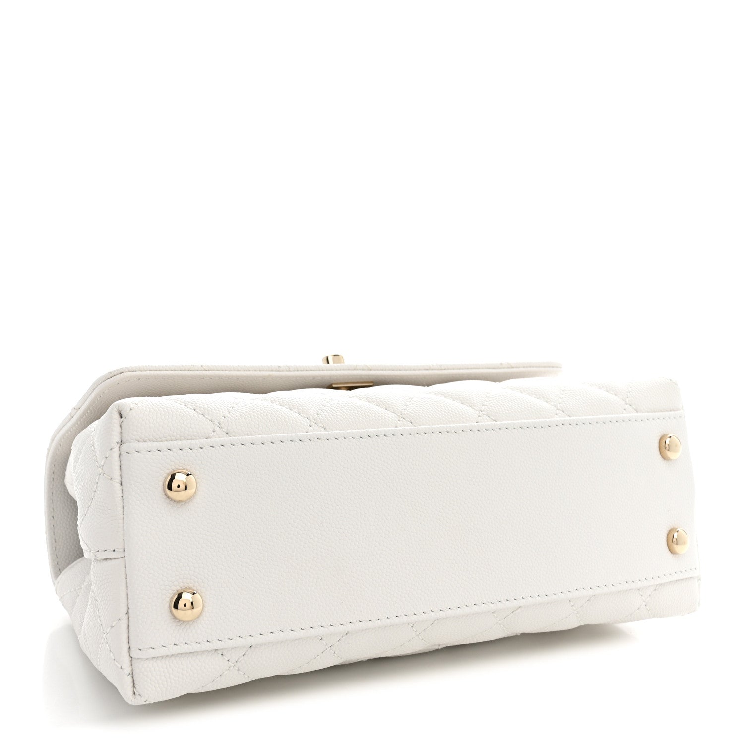 Caviar Quilted Mini Coco Handle Flap White — view 4
