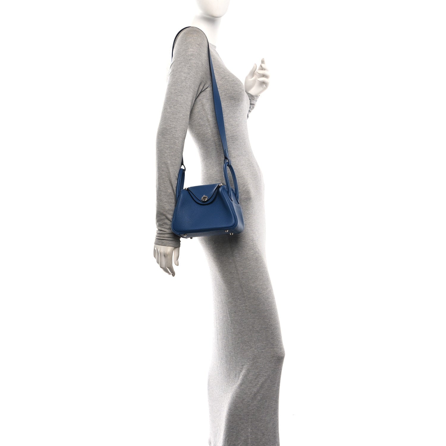 Taurillon Clemence Mini Lindy 20 Bleu Tie — view 2