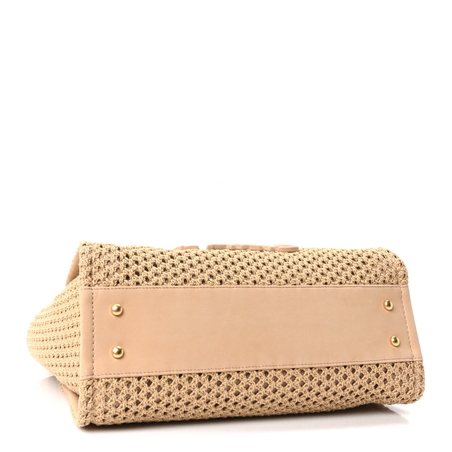 Straw Suede Calfskin Small Deauville Tote Beige — view 5