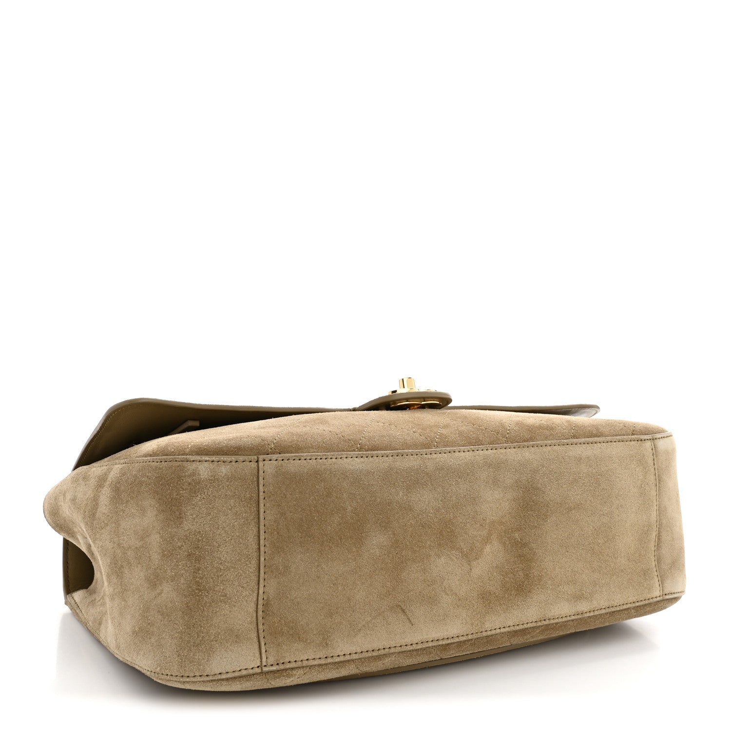 Suede Calfskin Small Souplissimo Maxi Flap Dark Beige — view 4