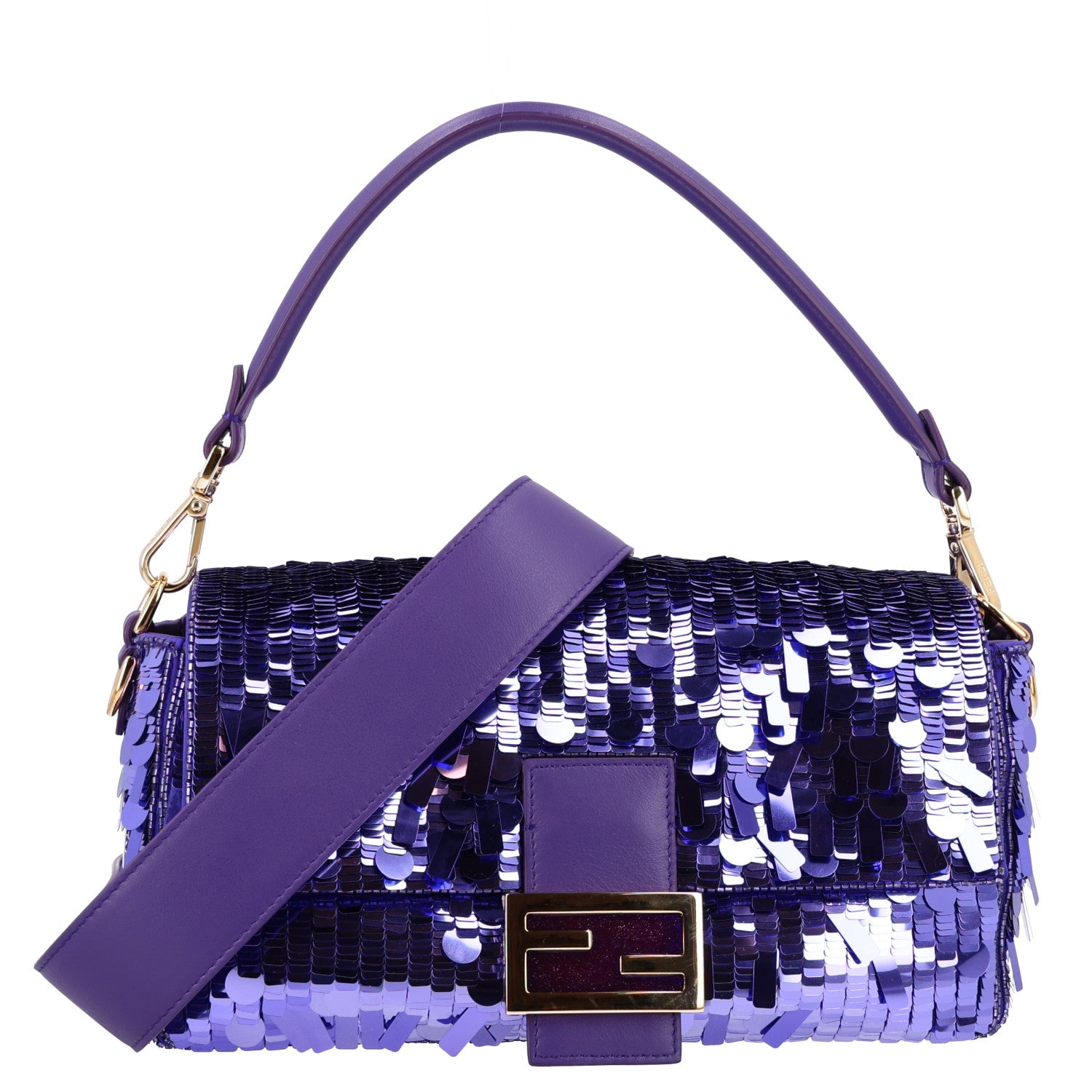 Sequin Paillettes Shiny Nappa Sex and the City Baguette Viola Purple Rain