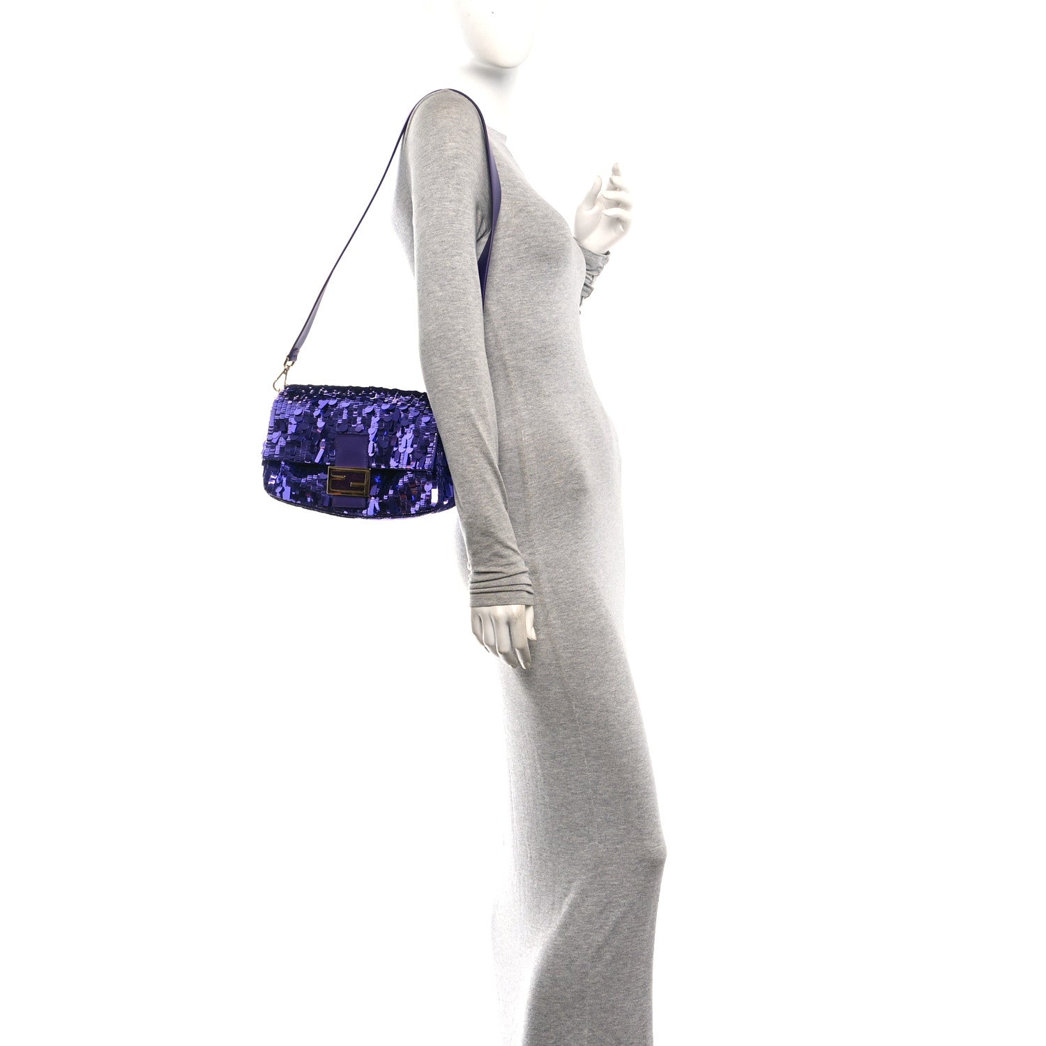 Sequin Paillettes Shiny Nappa Sex and the City Baguette Viola Purple Rain — view 2