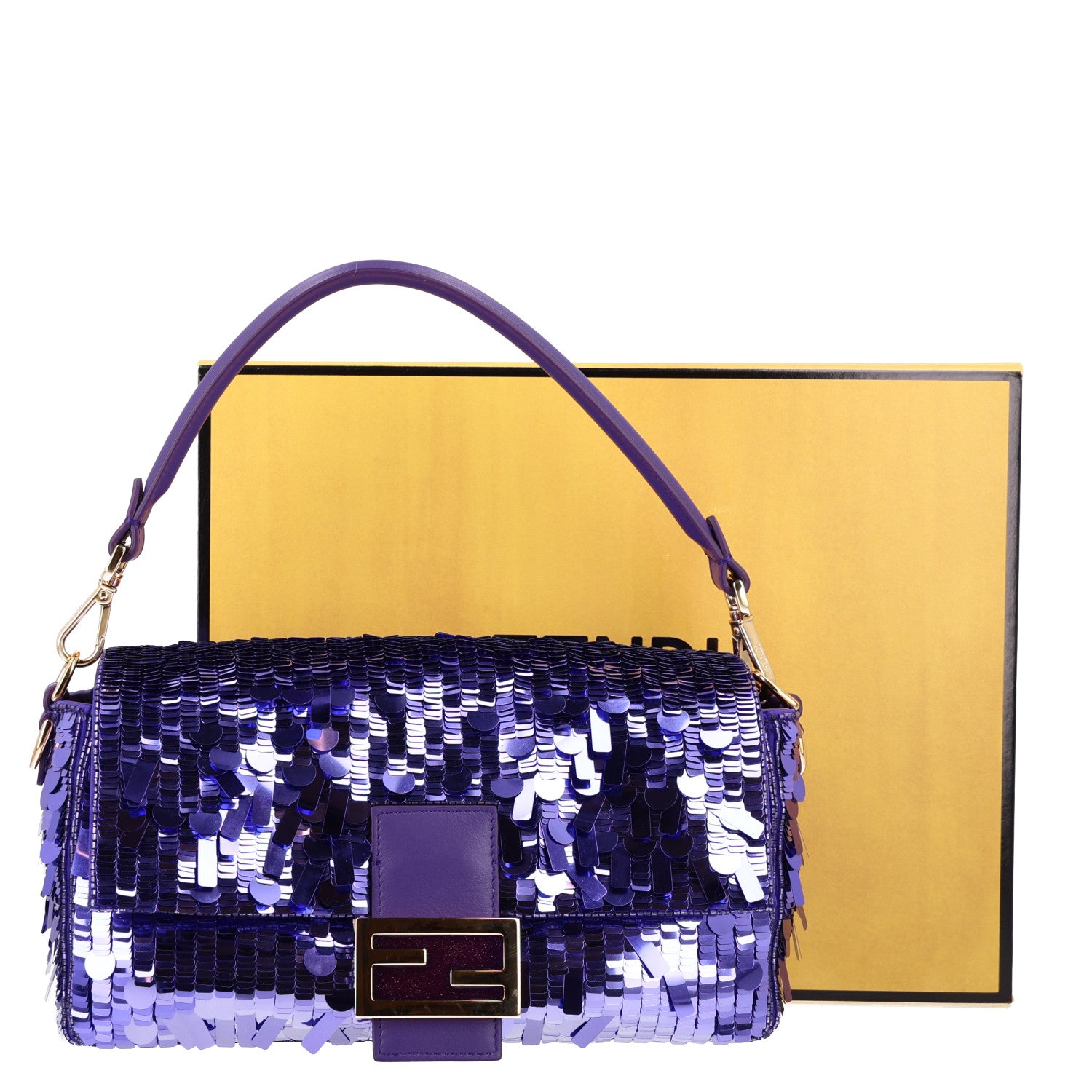 Sequin Paillettes Shiny Nappa Sex and the City Baguette Viola Purple Rain — view 3