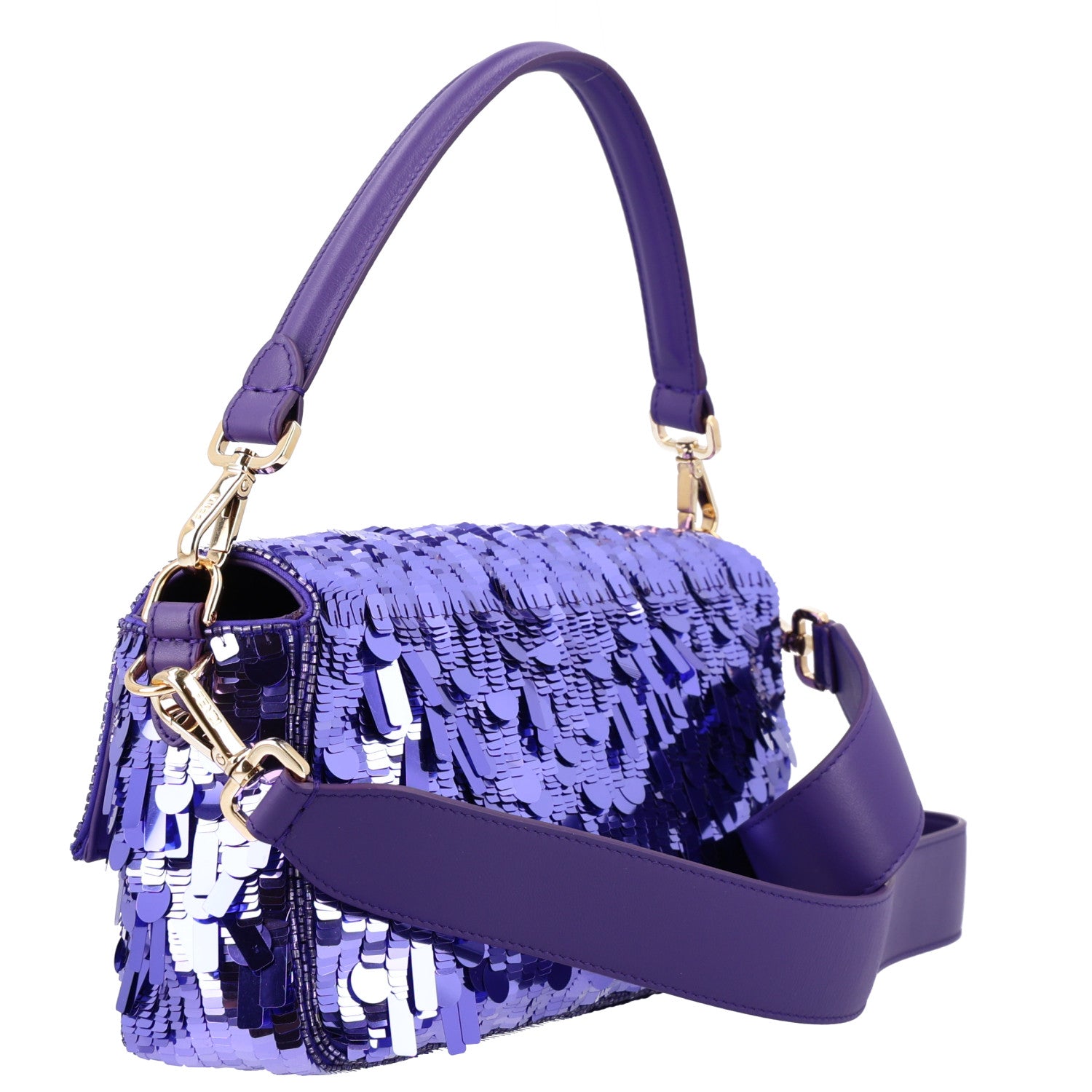 Sequin Paillettes Shiny Nappa Sex and the City Baguette Viola Purple Rain — view 4