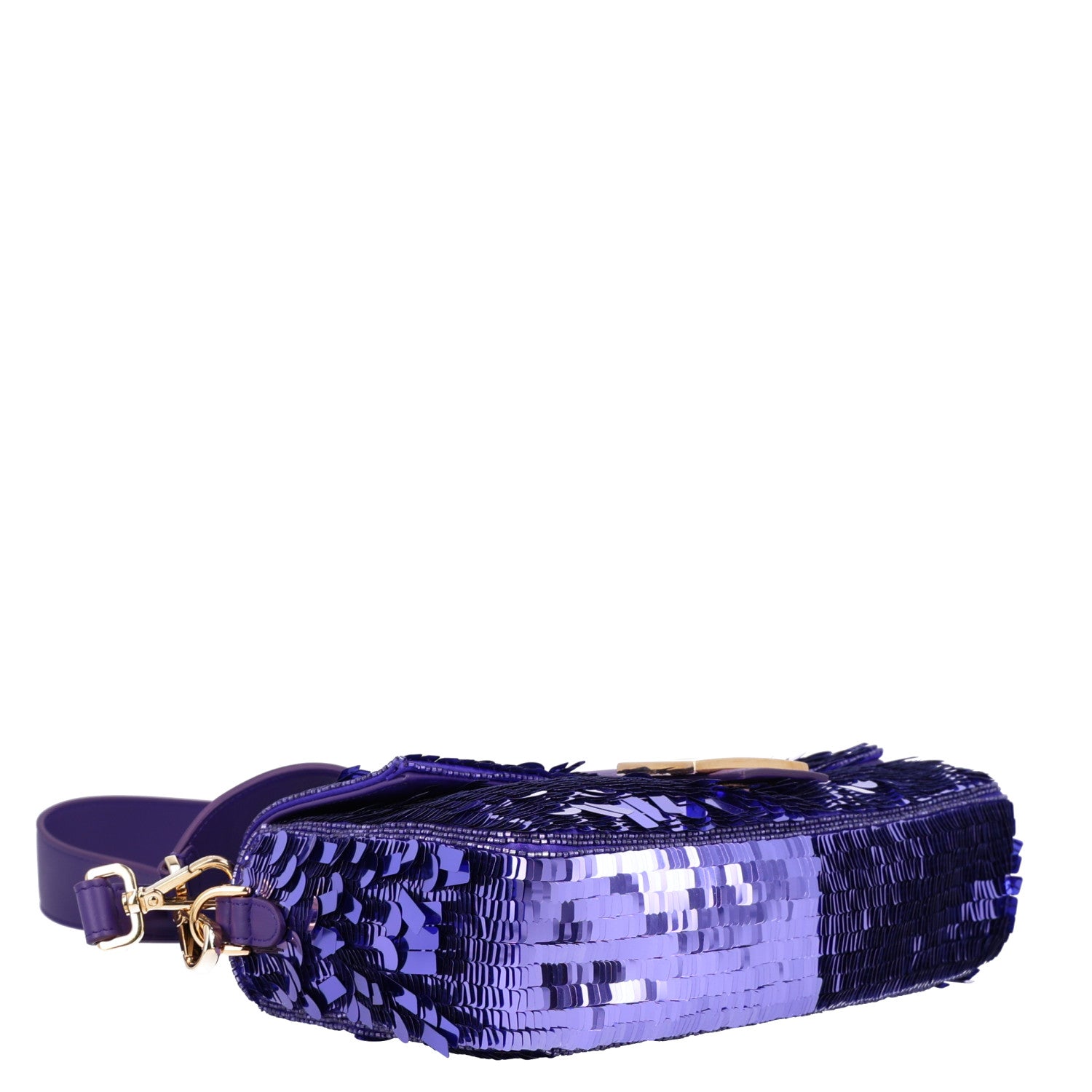 Sequin Paillettes Shiny Nappa Sex and the City Baguette Viola Purple Rain — view 5
