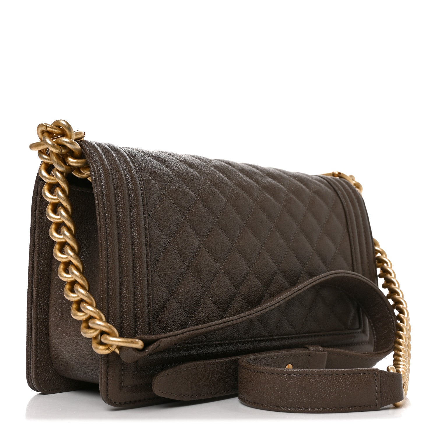 Caviar Quilted Medium Boy Flap Khaki — view 3