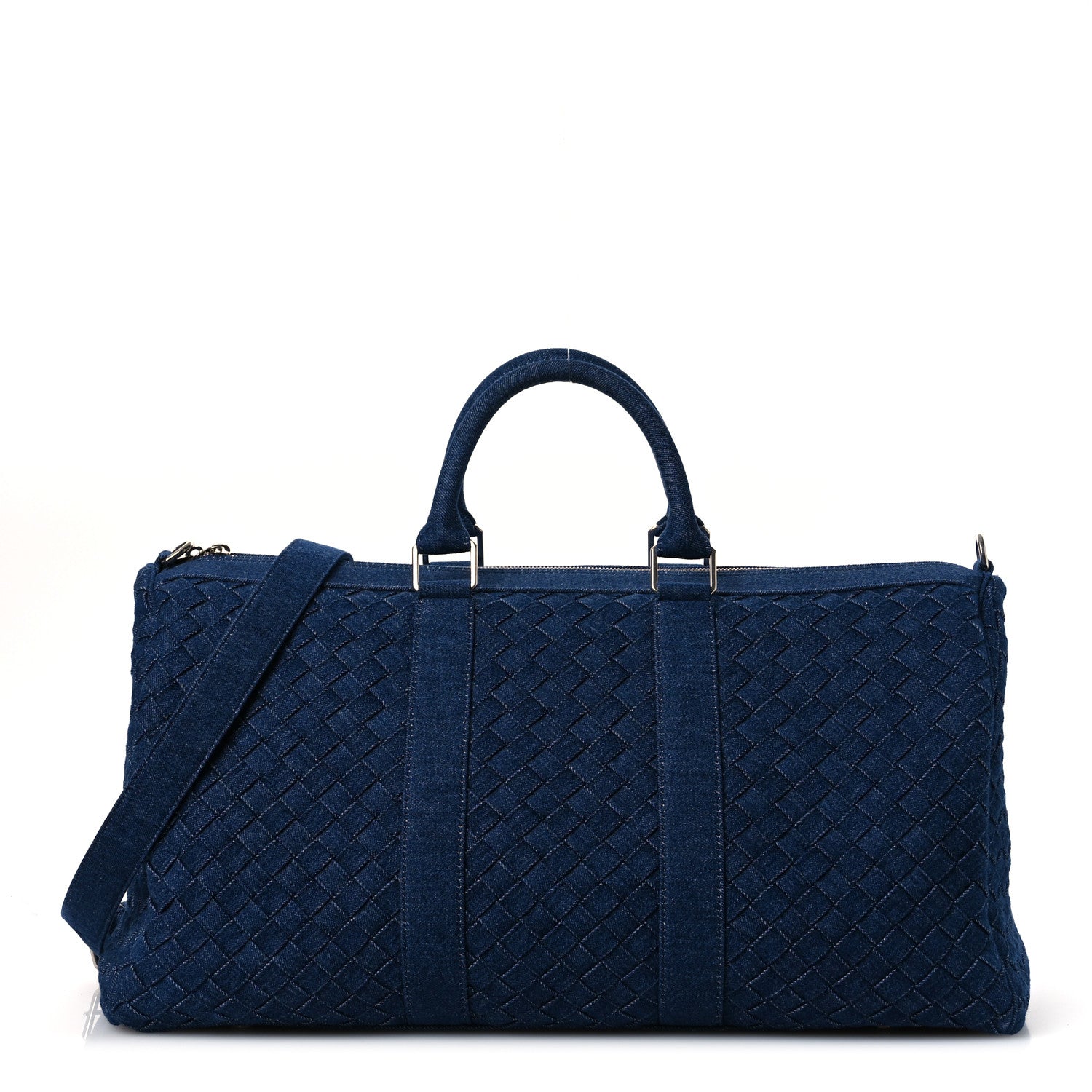 Denim Intrecciato Medium Duffle Bag Indigo