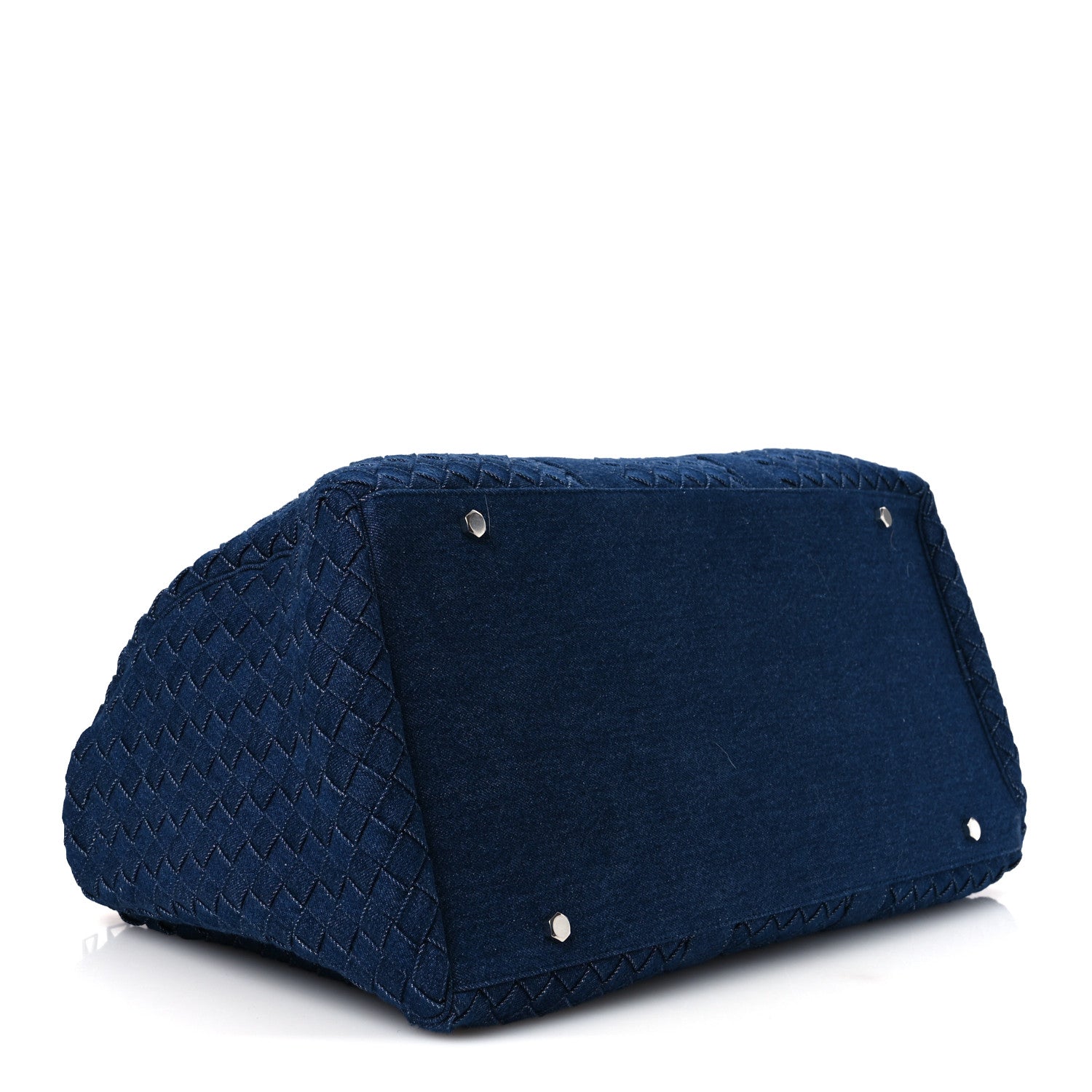 Denim Intrecciato Medium Duffle Bag Indigo — view 4