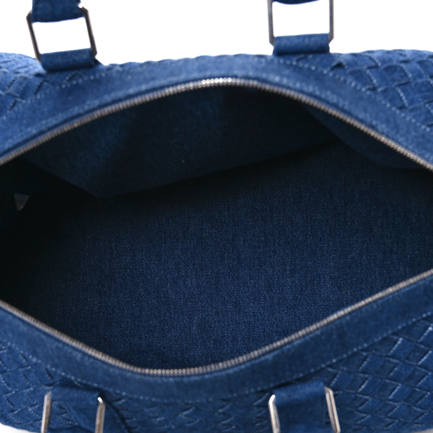 Denim Intrecciato Medium Duffle Bag Indigo — view 5