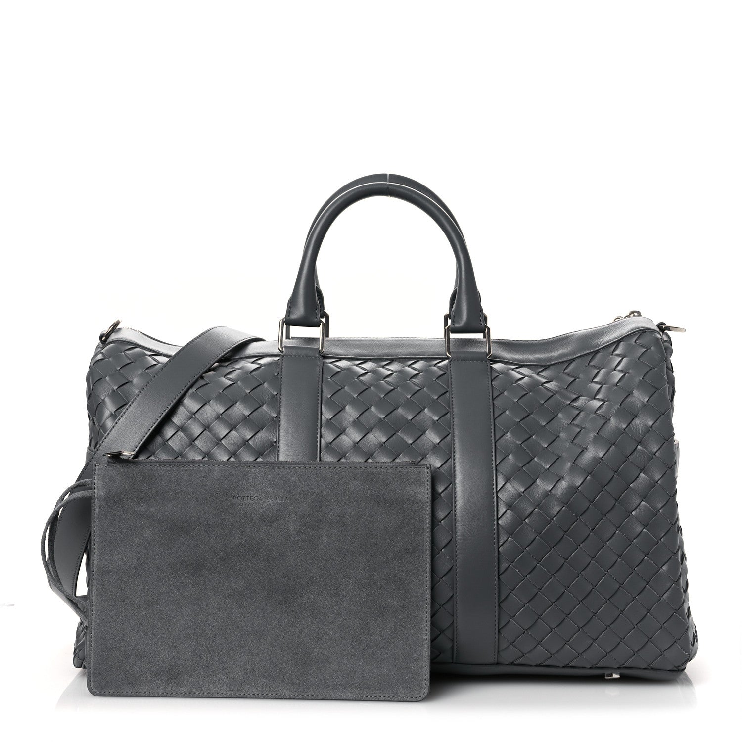Nappa Intrecciato Medium Duffle Bag Thunder — view 2
