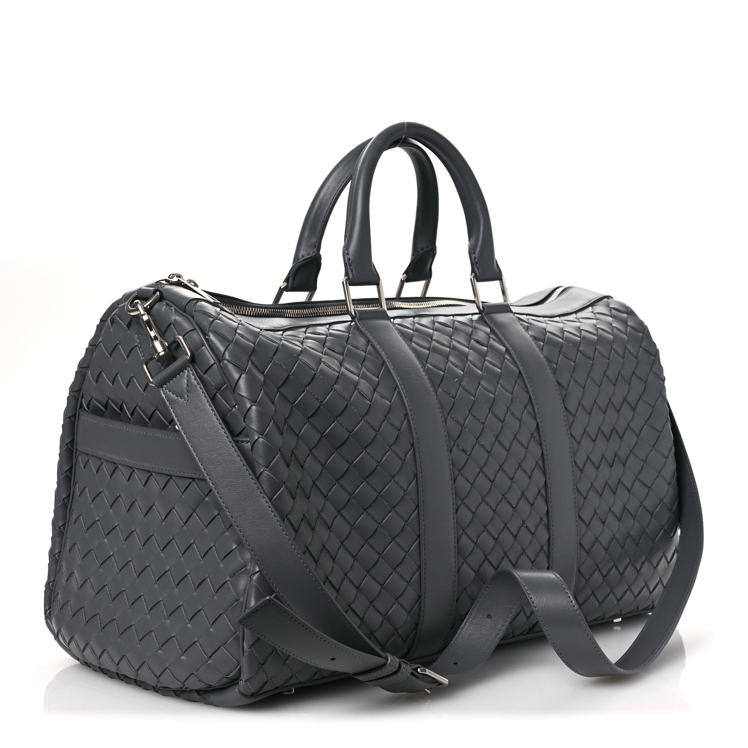 Nappa Intrecciato Medium Duffle Bag Thunder — view 3