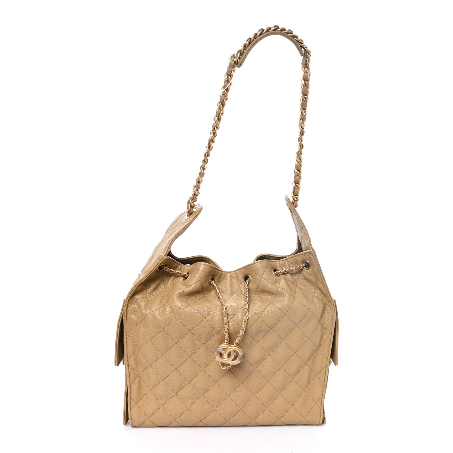 Caviar Quilted Medium Chanel 25 Handbag Dark Beige