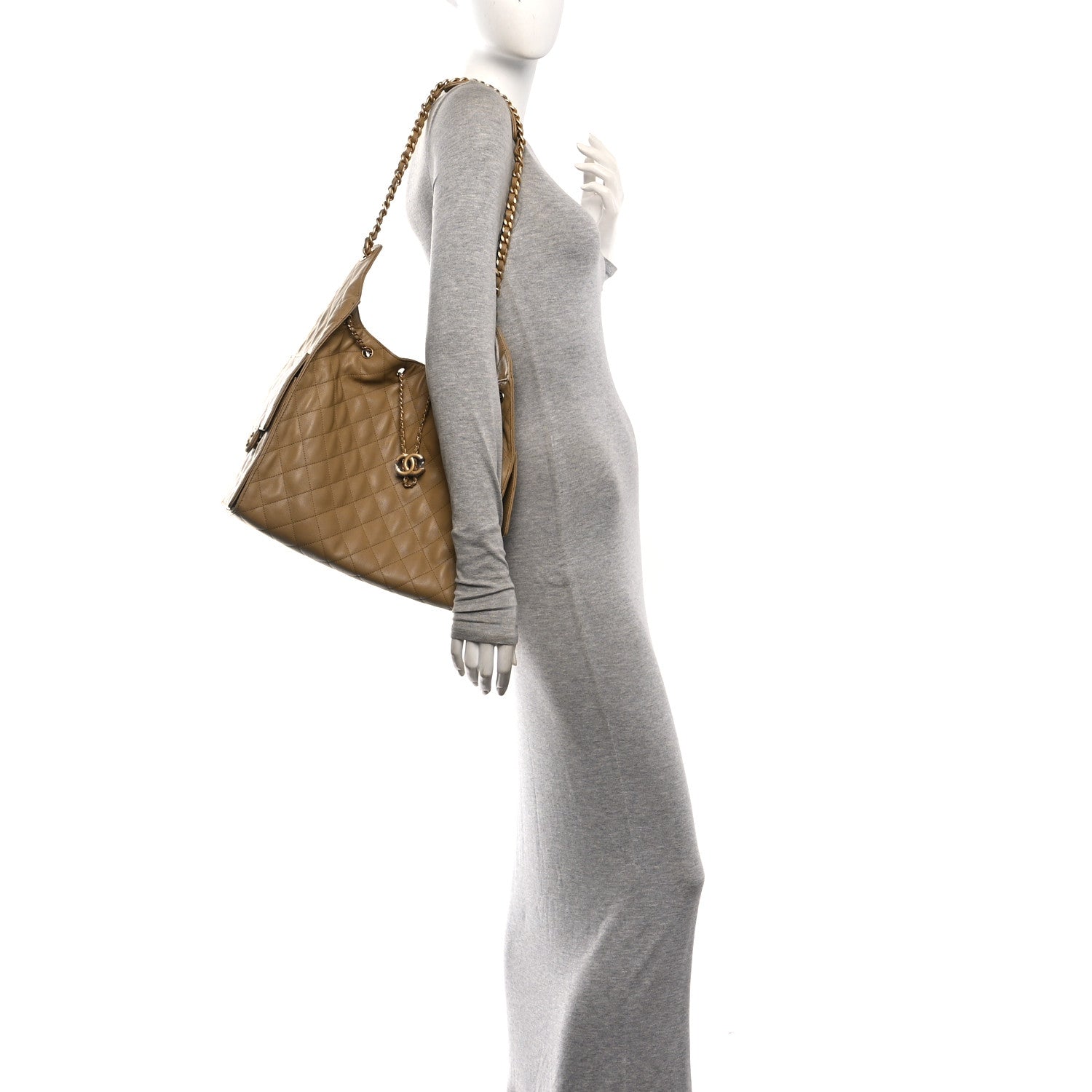 Caviar Quilted Medium Chanel 25 Handbag Dark Beige — view 2