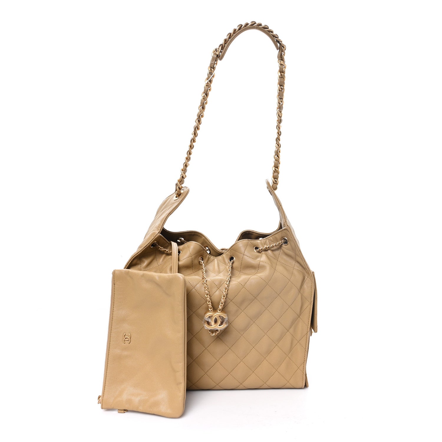 Caviar Quilted Medium Chanel 25 Handbag Dark Beige — view 3