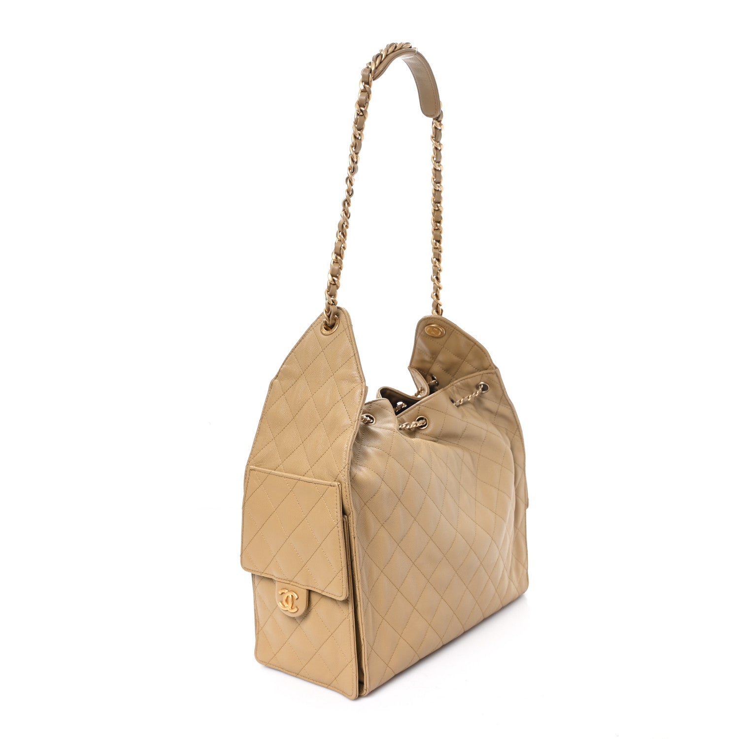 Caviar Quilted Medium Chanel 25 Handbag Dark Beige — view 4