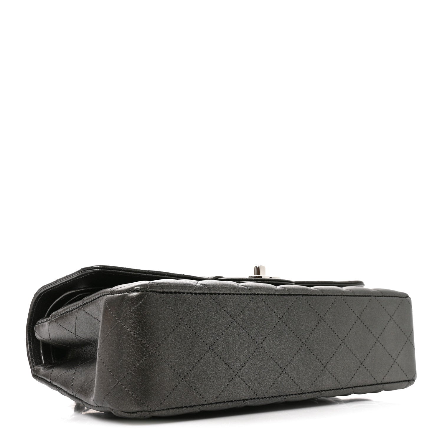 Metallic Lambskin Quilted Medium Double Flap Anthracite — view 4