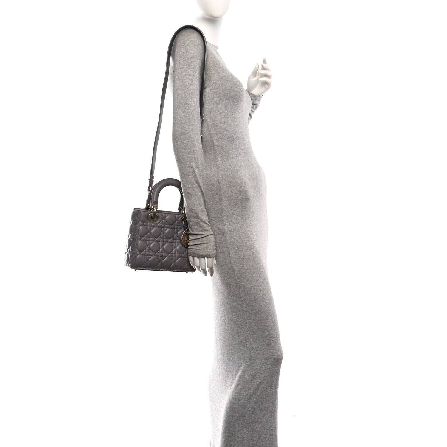 Lambskin Cannage Small My ABCDior Lady Dior Grey — view 2