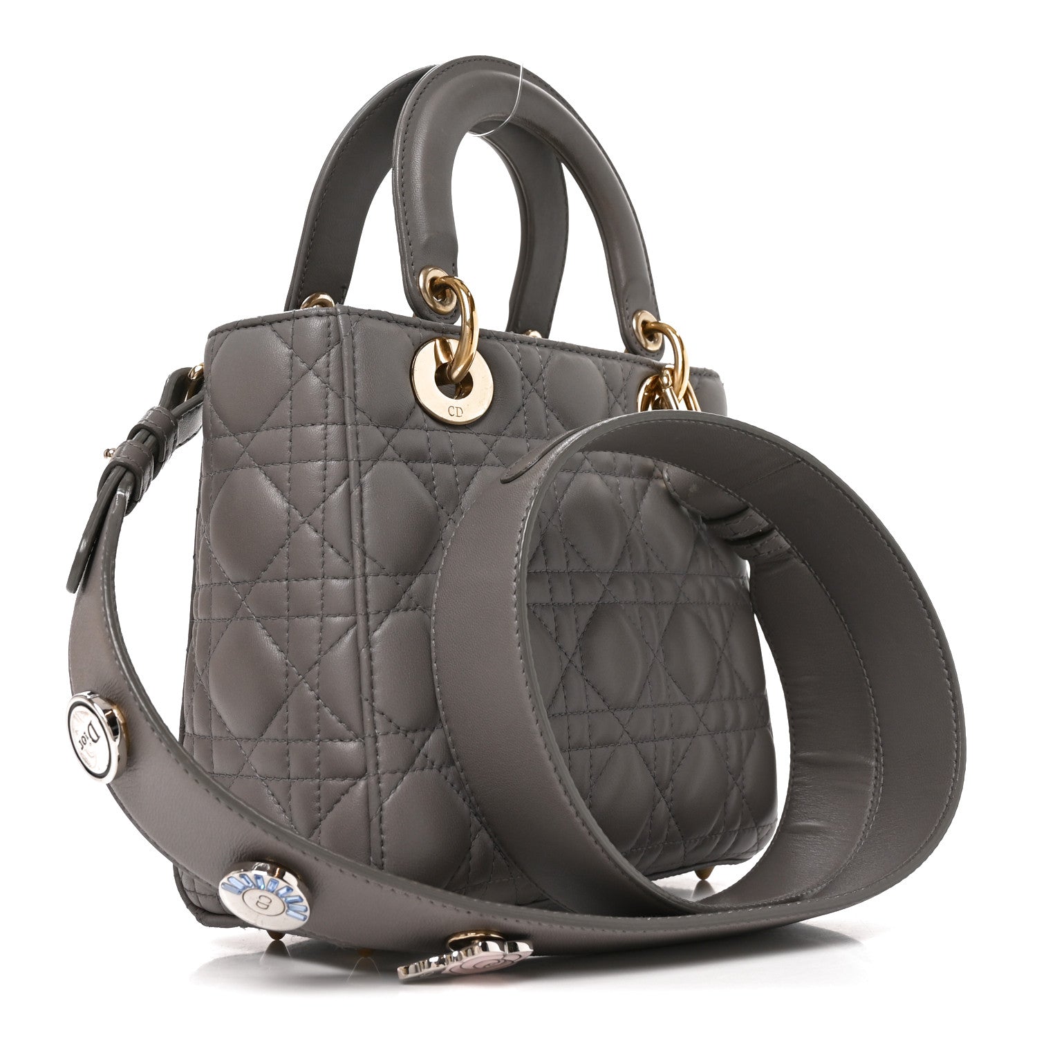Lambskin Cannage Small My ABCDior Lady Dior Grey — view 3