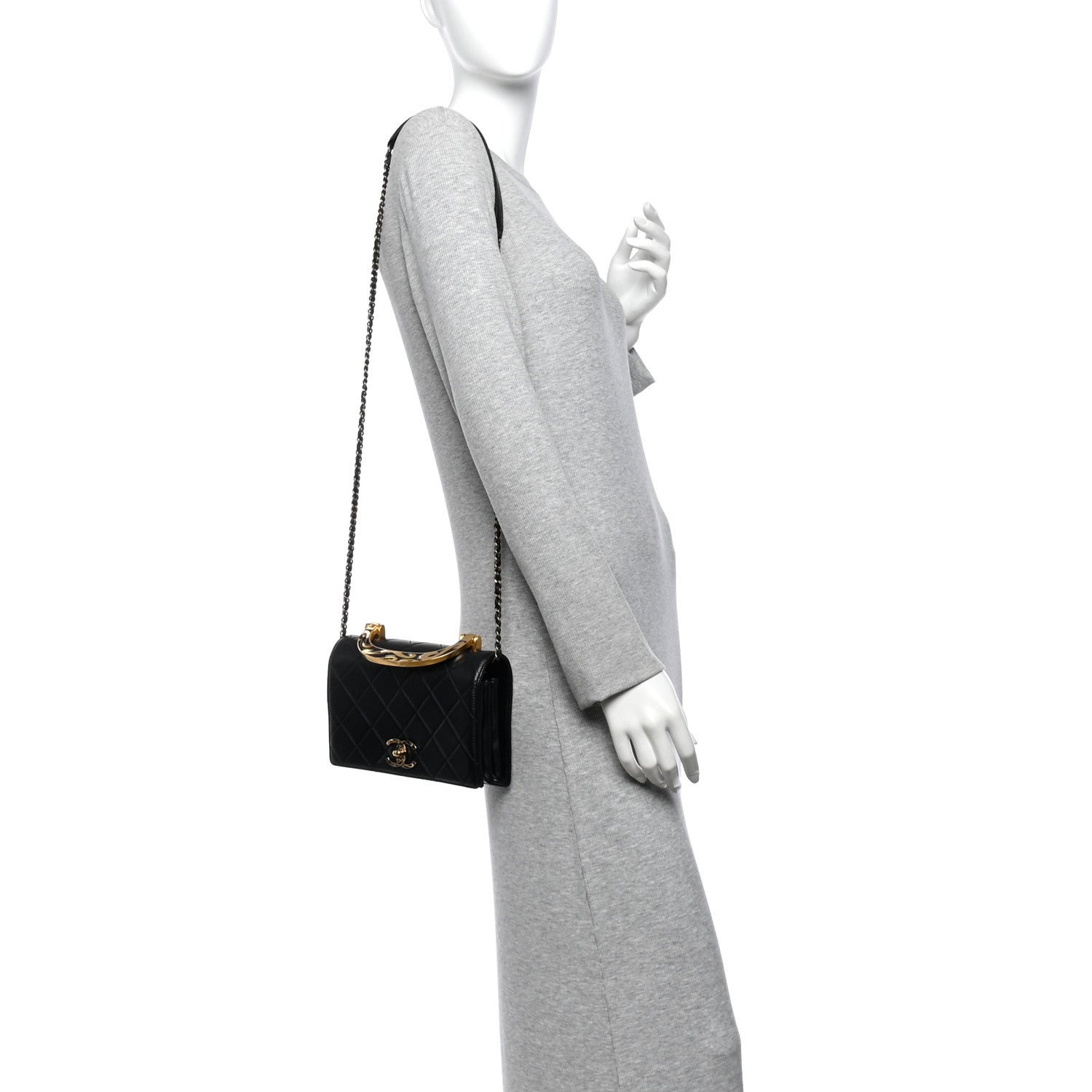 Lambskin Quilted Mini Art Nouvelle Flap Bag Black — view 2