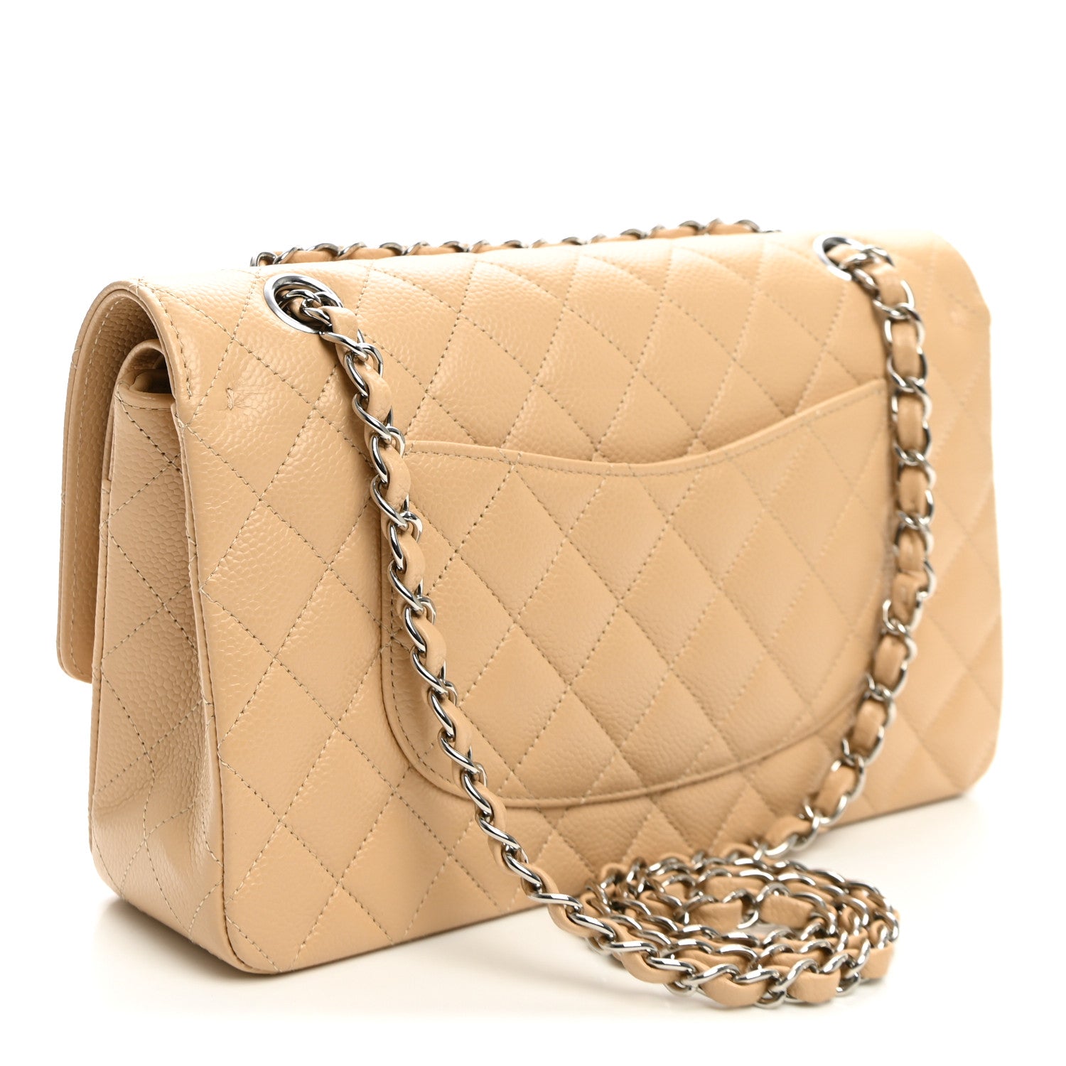 Caviar Quilted Medium Double Flap Beige — view 3