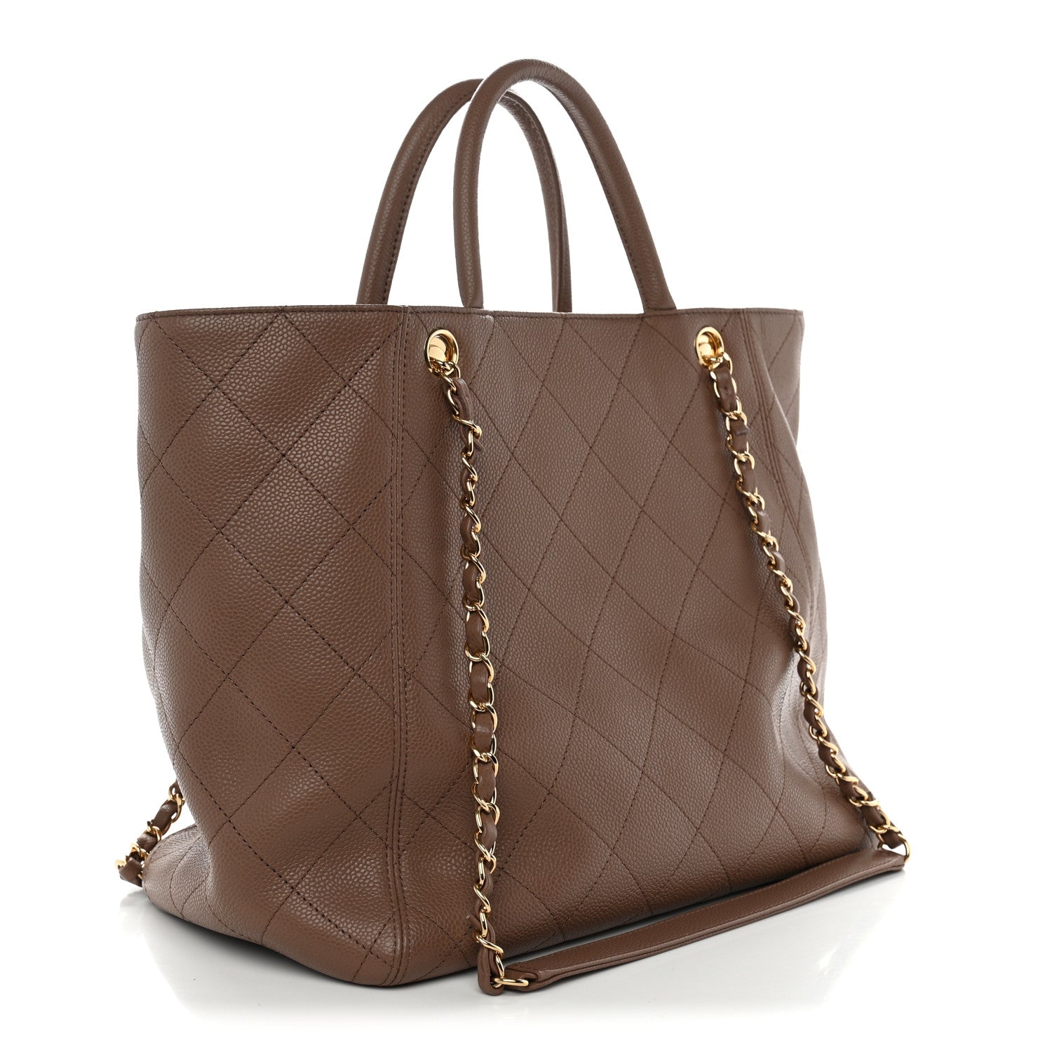 Caviar Quilted Shopping Tote Brown — view 3