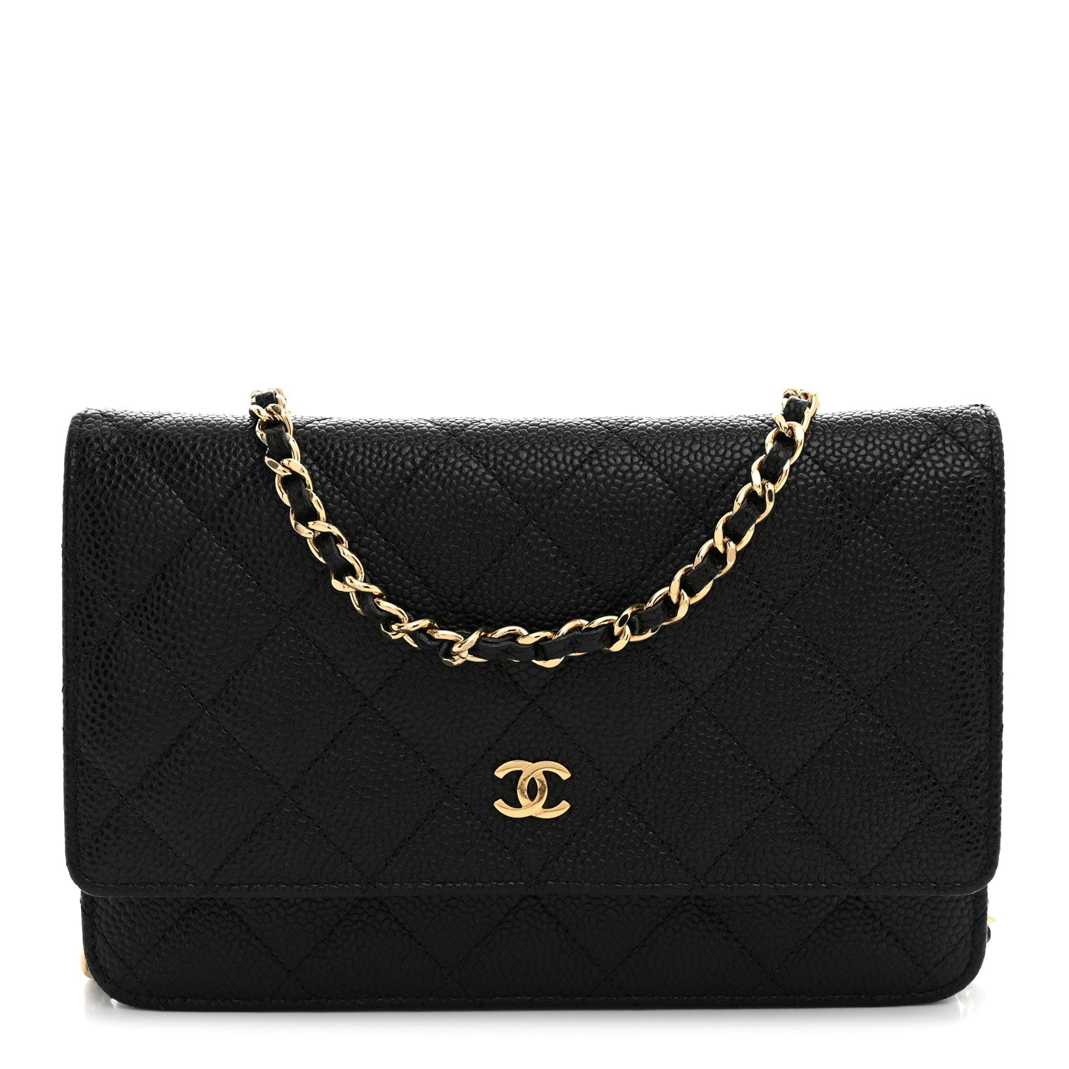Caviar Quilted Wallet on Chain WOC Black