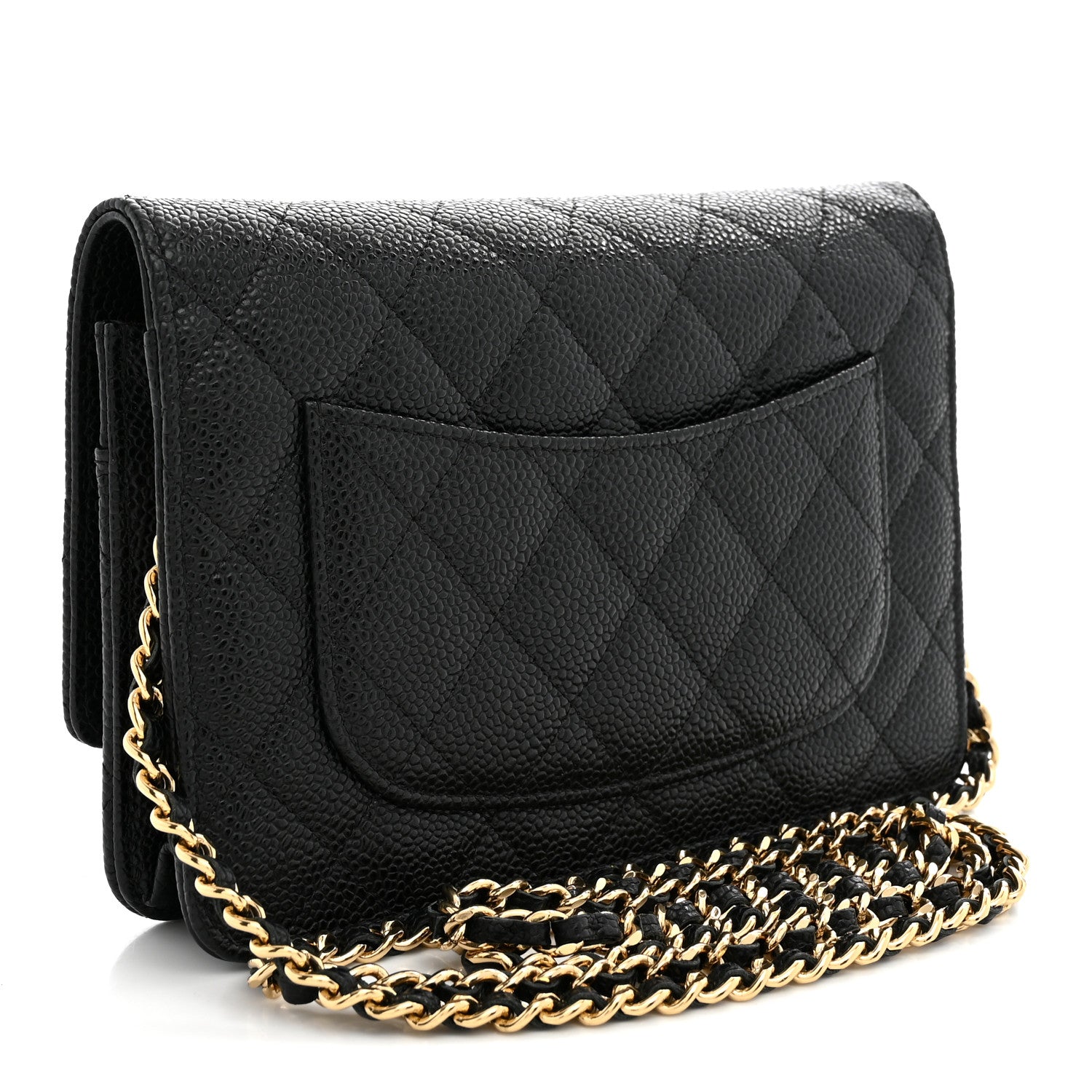 Caviar Quilted Wallet on Chain WOC Black — view 3