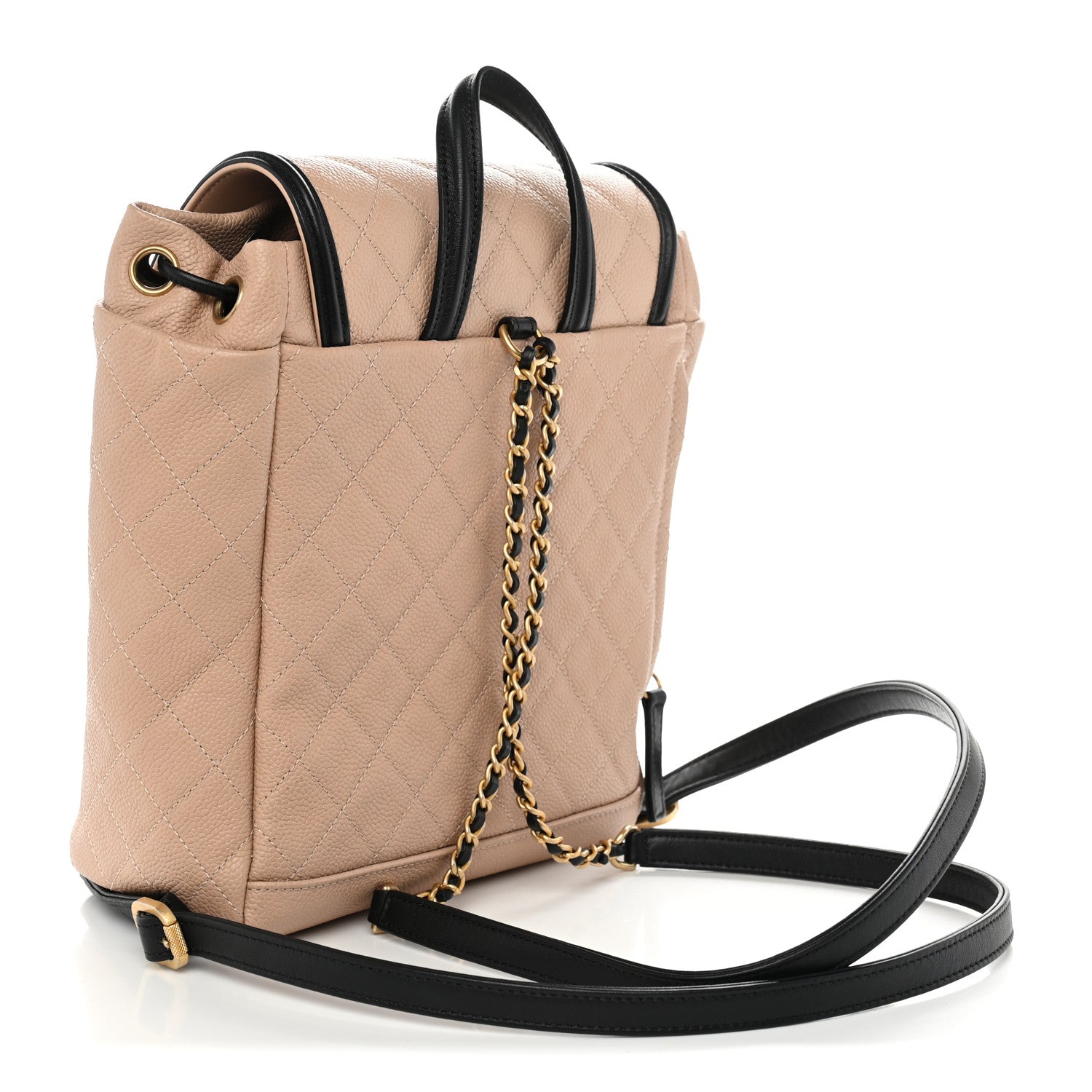 Caviar Quilted Filigree Backpack Beige Black — view 3