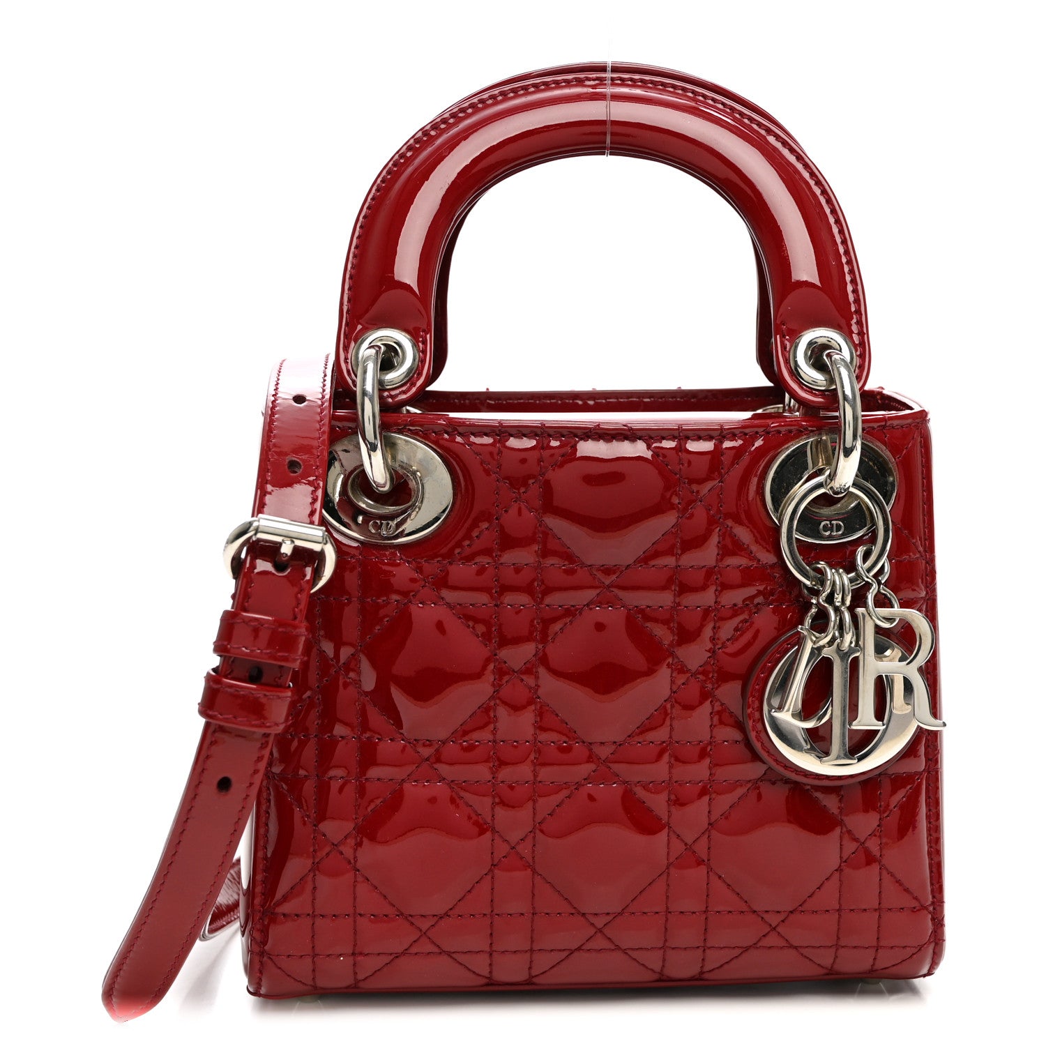 Patent Cannage Mini Lady Dior Red