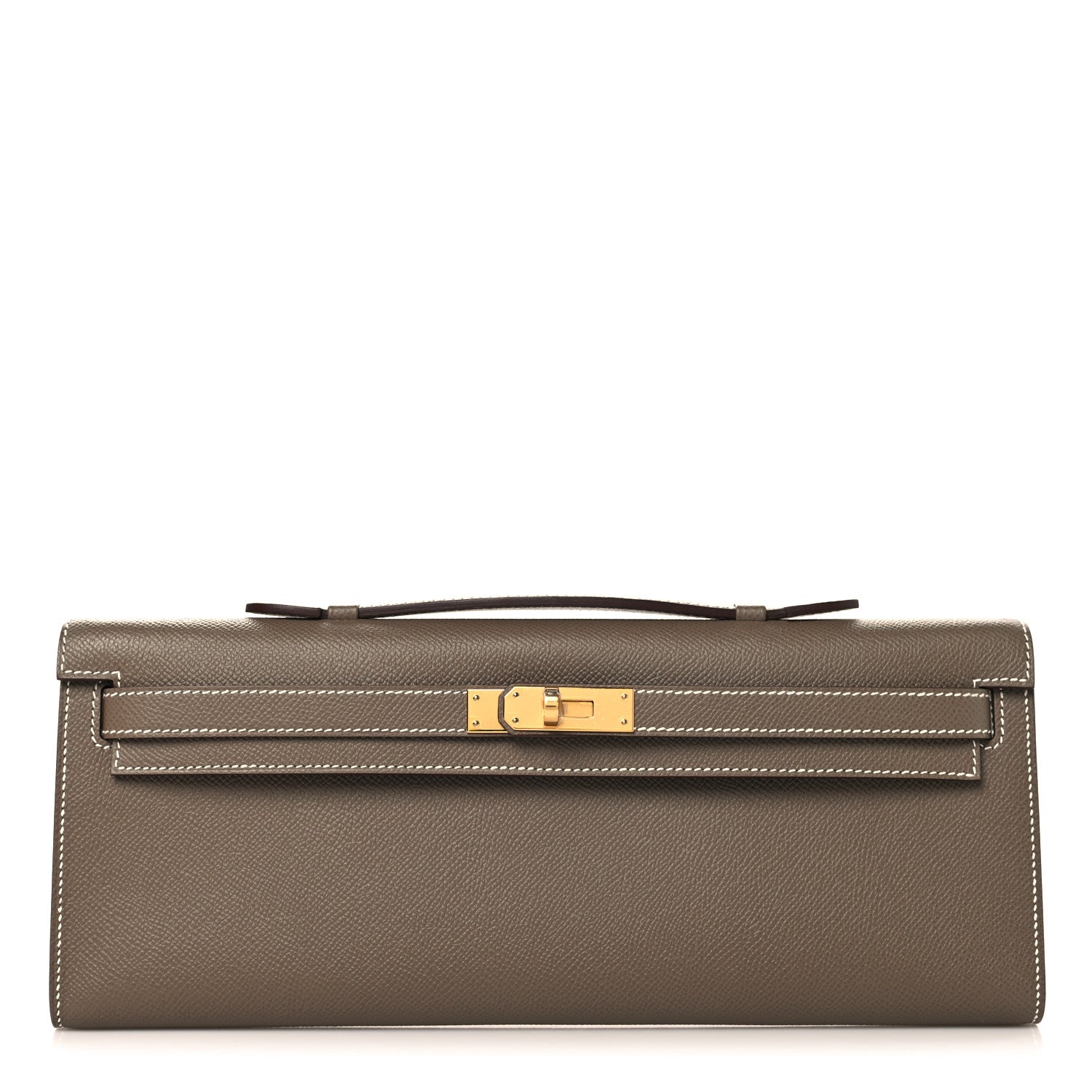 Epsom Kelly Cut Clutch Pochette Etoupe