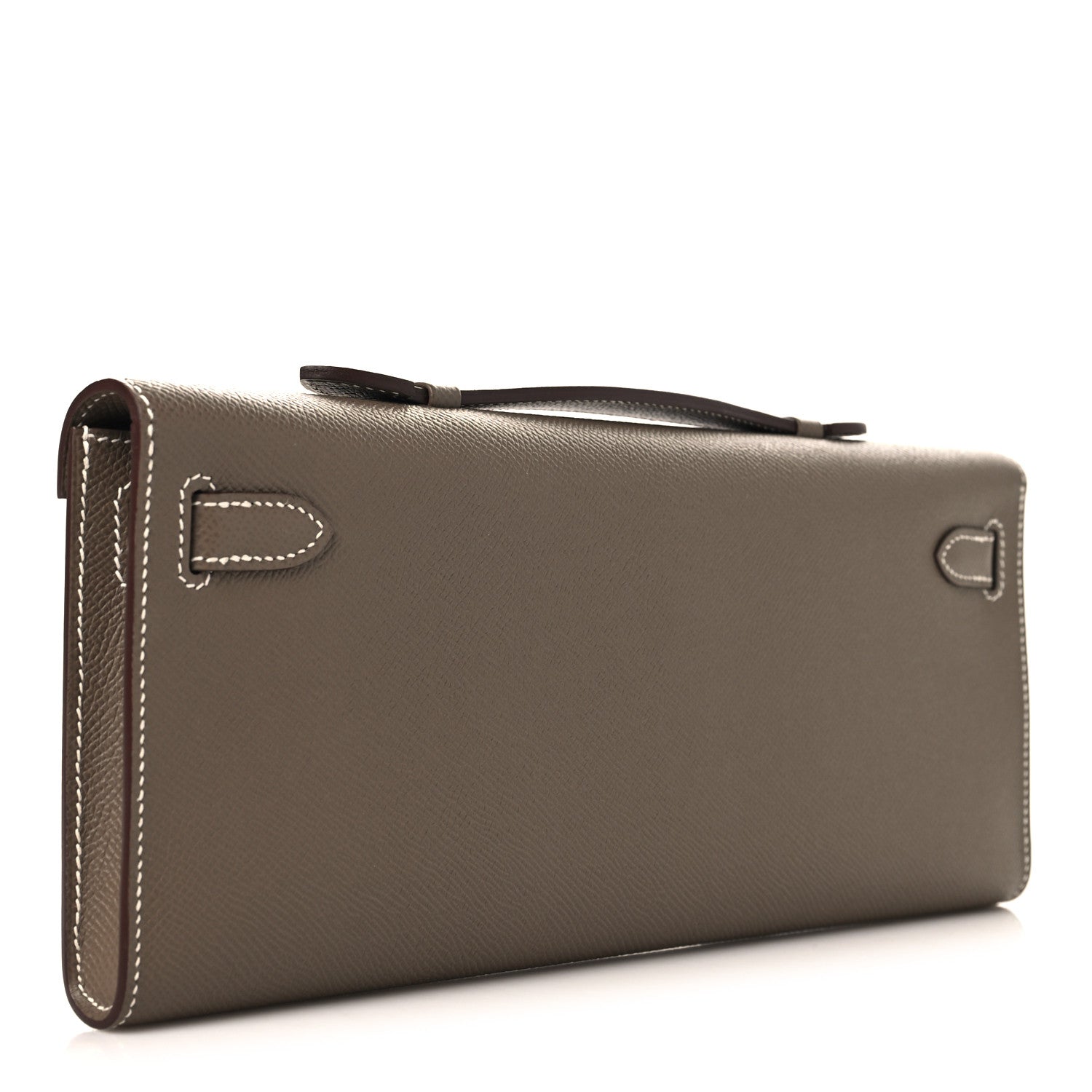 Epsom Kelly Cut Clutch Pochette Etoupe — view 3