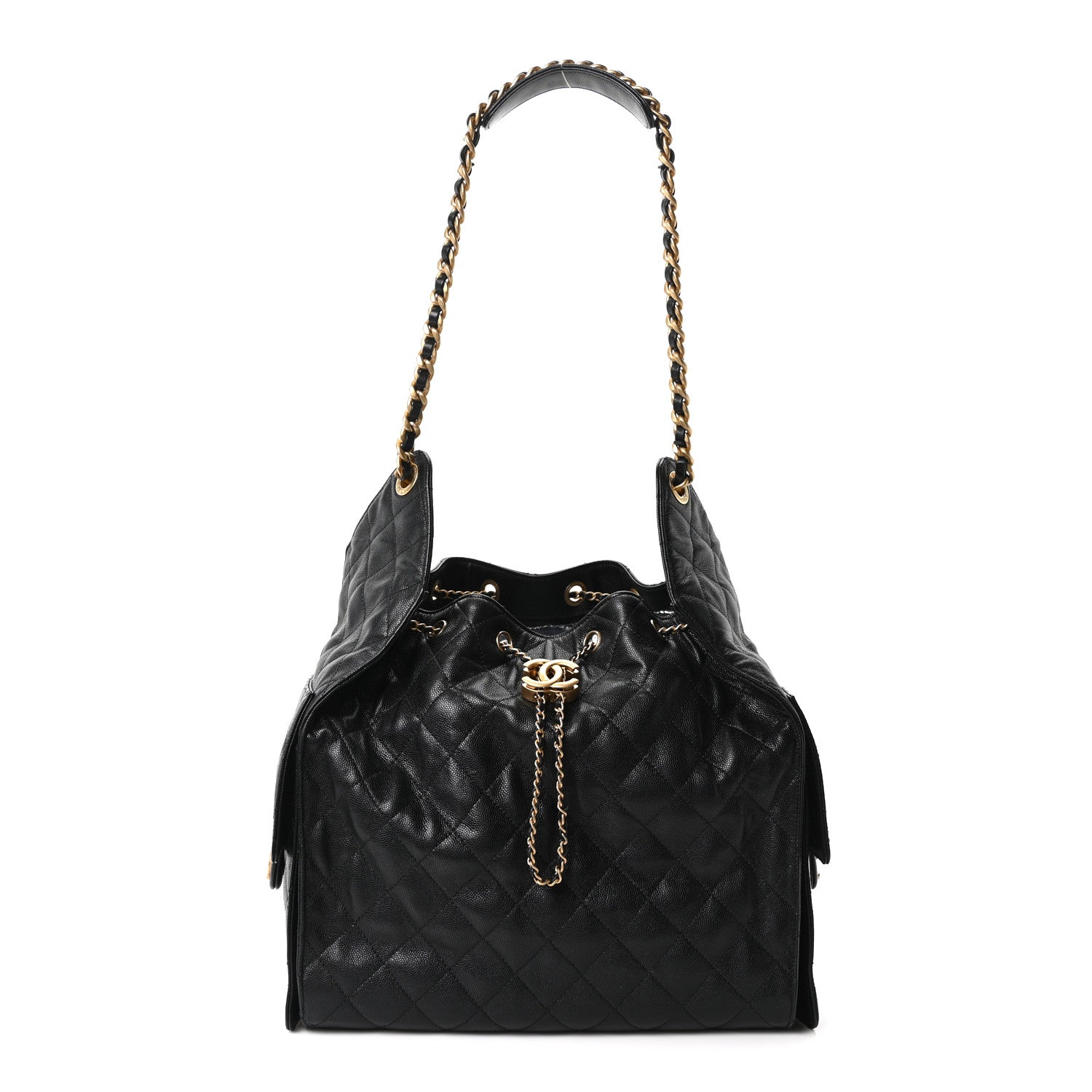 Caviar Quilted Medium Chanel 25 Handbag Black
