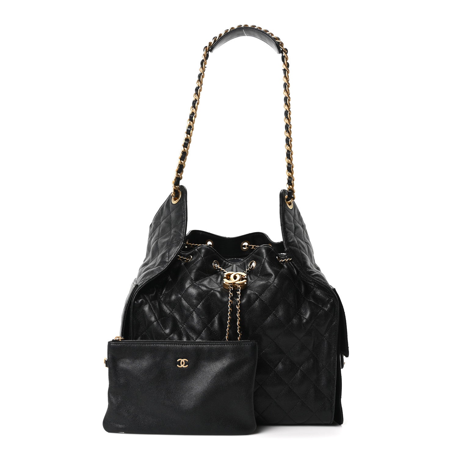 Caviar Quilted Medium Chanel 25 Handbag Black — view 3