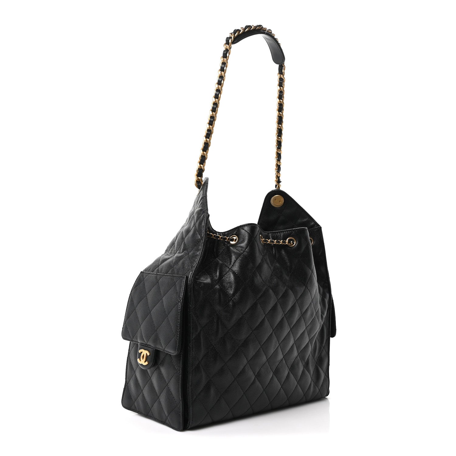 Caviar Quilted Medium Chanel 25 Handbag Black — view 4
