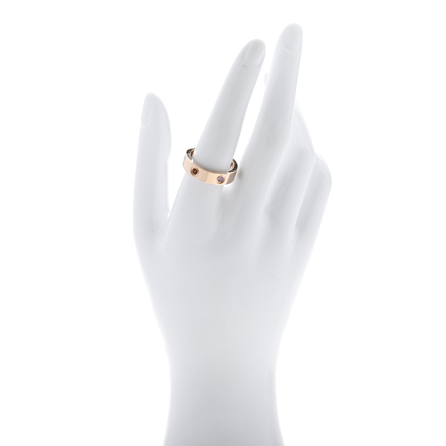 18K Pink Gold Sapphire Garnet Amethyst 5.5mm LOVE Ring 58 8.5 — view 2