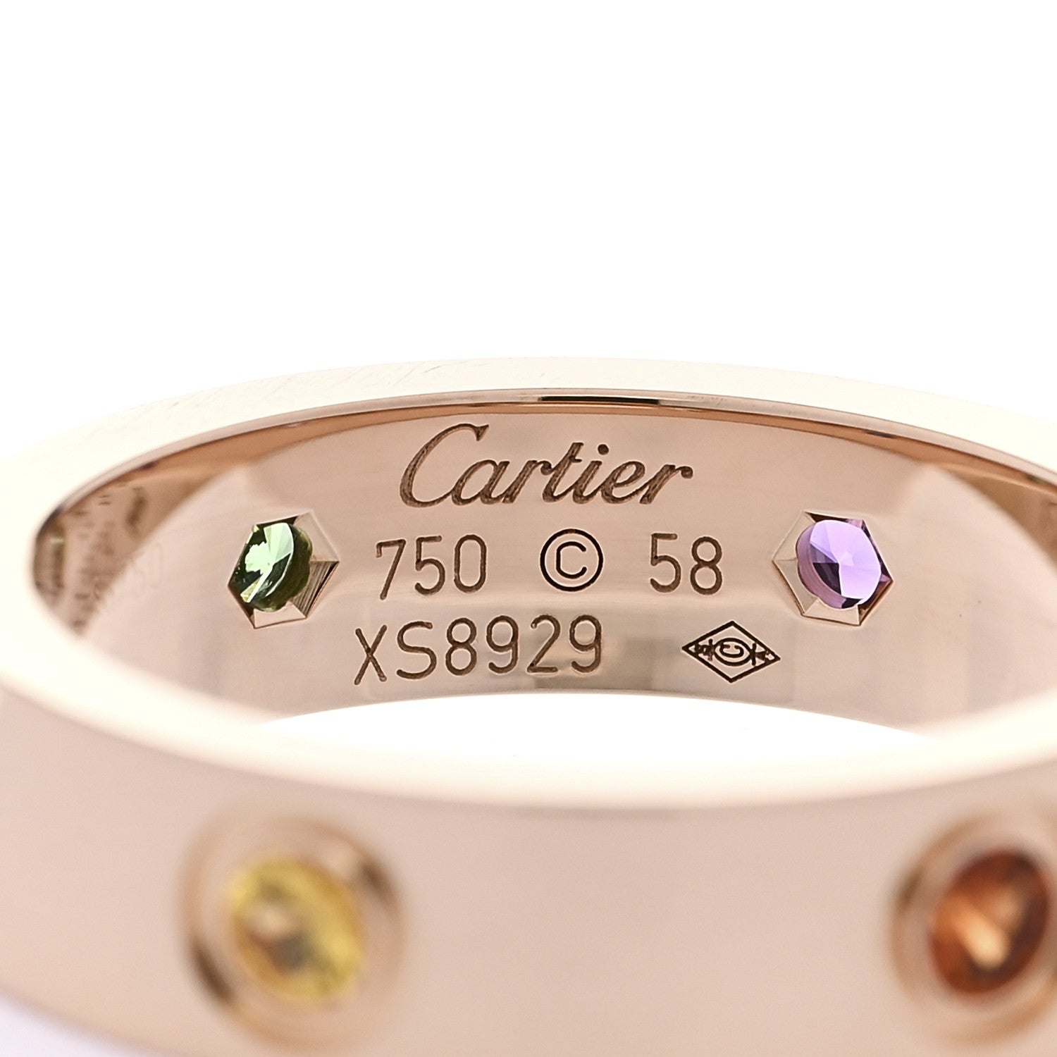 18K Pink Gold Sapphire Garnet Amethyst 5.5mm LOVE Ring 58 8.5 — view 4