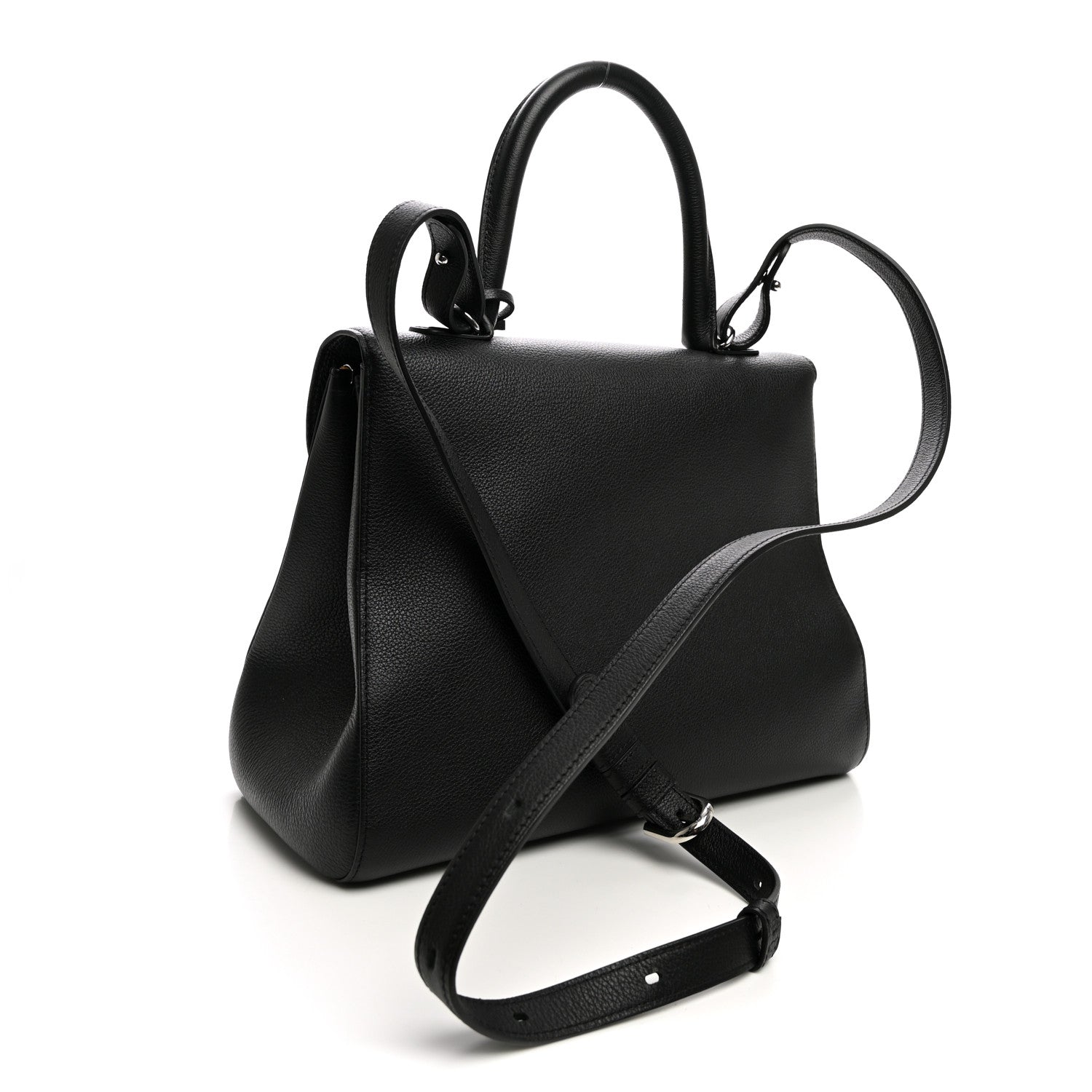 Grained Calfskin MM Brillant Satchel Black — view 3