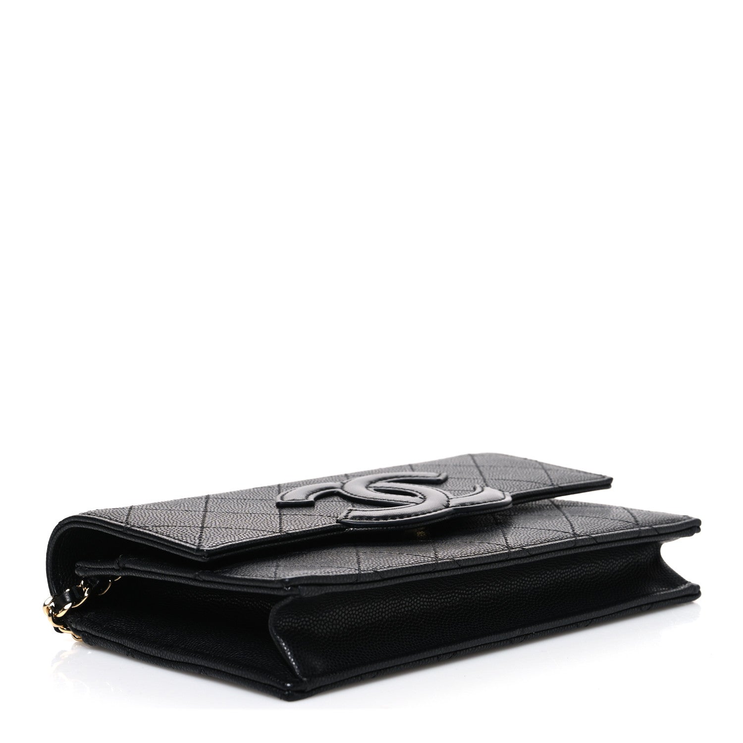 Shiny Caviar Lambskin Quilted CC Neo Filigree Wallet on Chain WOC Black — view 4