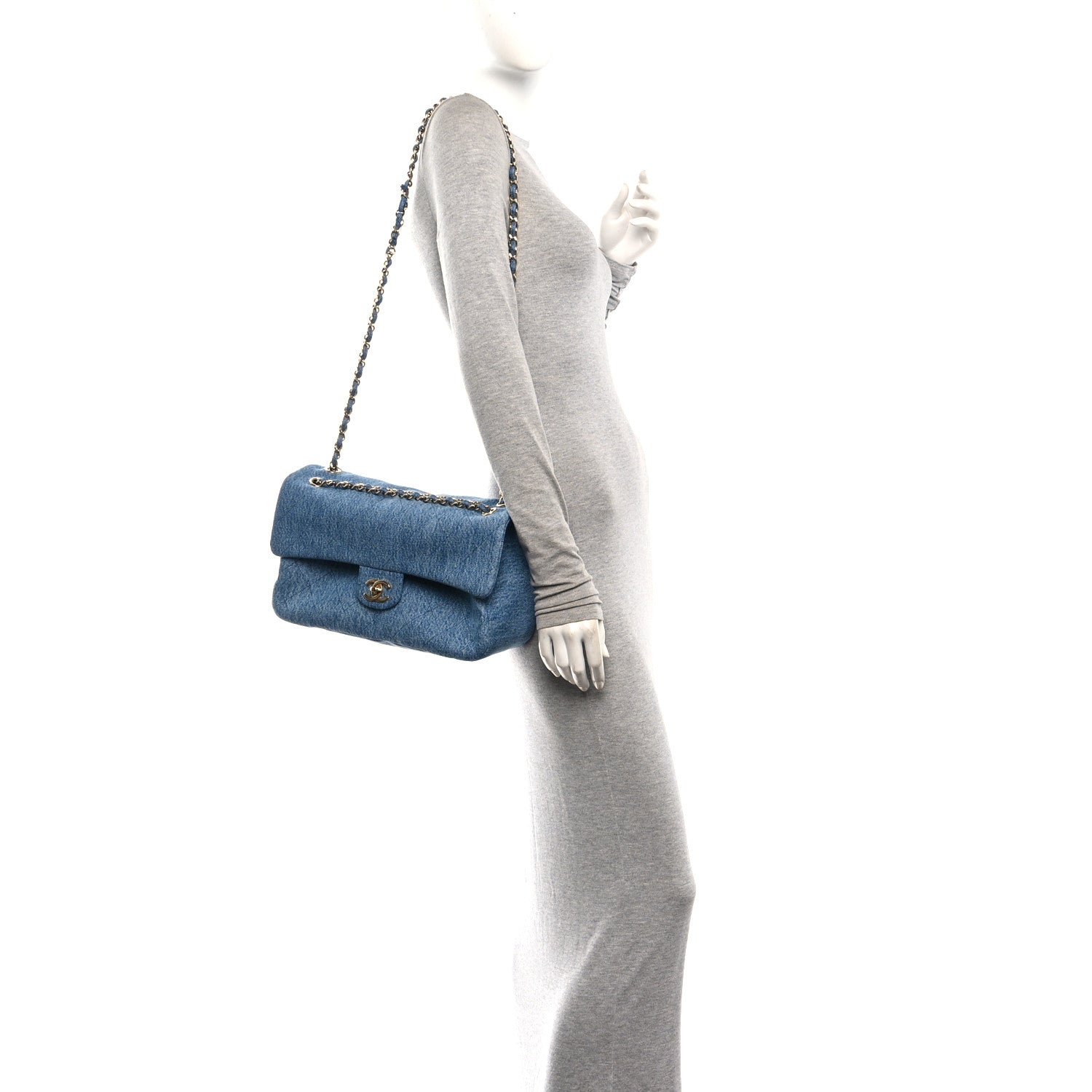 Denim Small Souplissimo Maxi Flap Blue — view 2