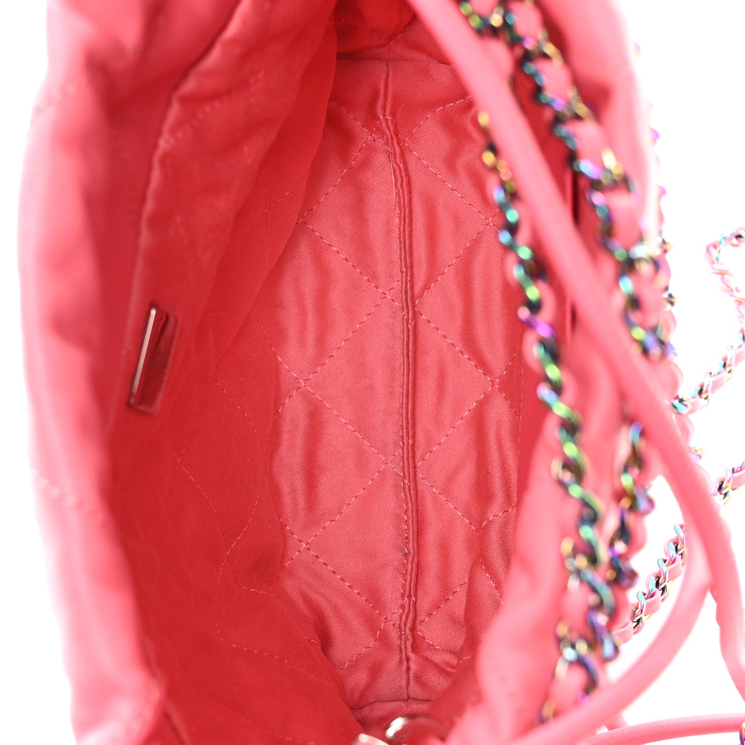 Shiny Calfskin Quilted Rainbow Metal Mini Chanel 22 Coral Pink — view 5