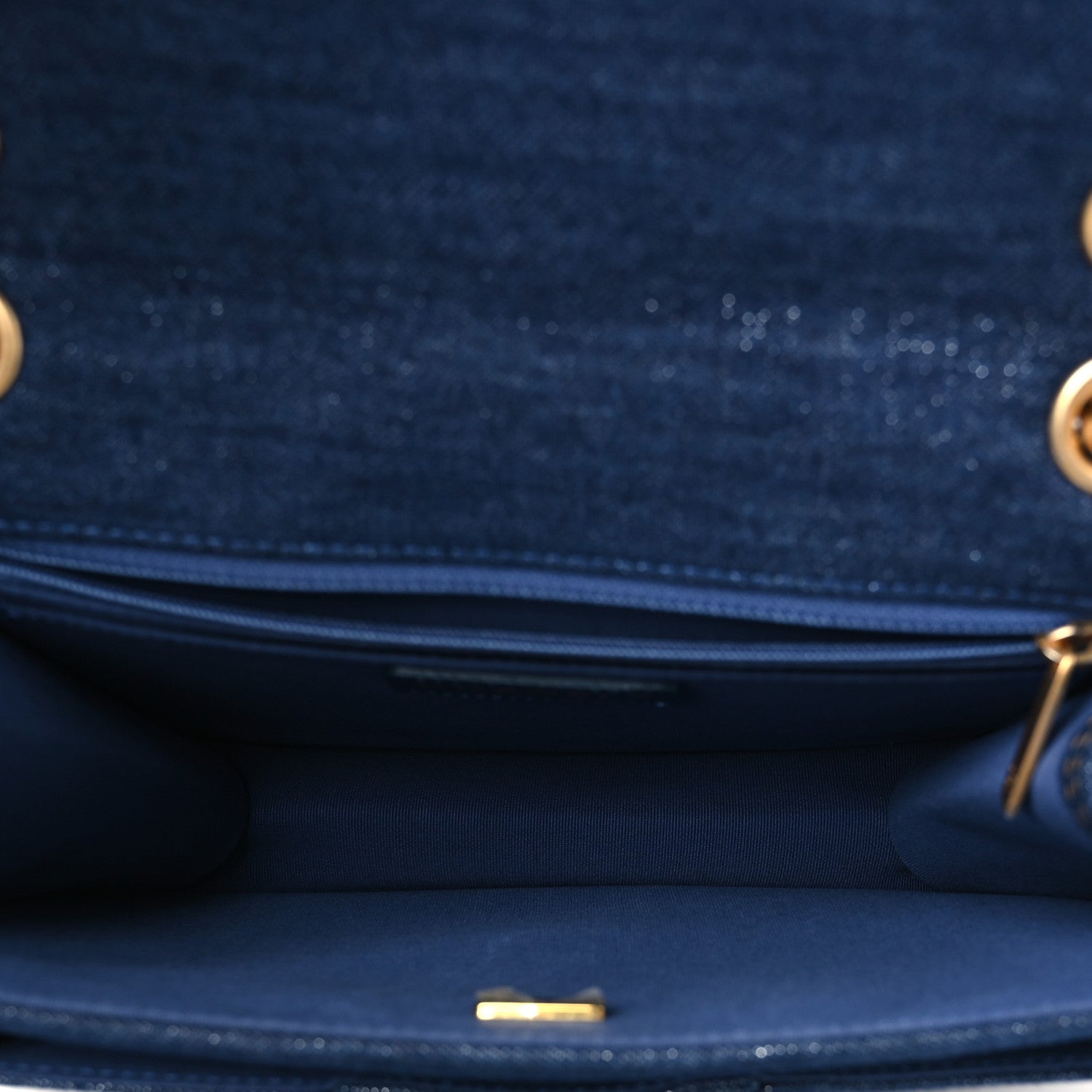 Denim Quilted Double You Backpack Blue Golden — view 4